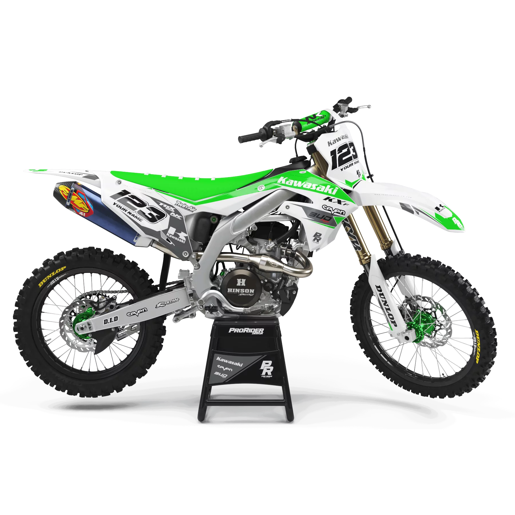 Motorstickerset STICKERSET Motocross KAWASAKI BUD RACING WIT|GROEN (REF:PRDA36B2)