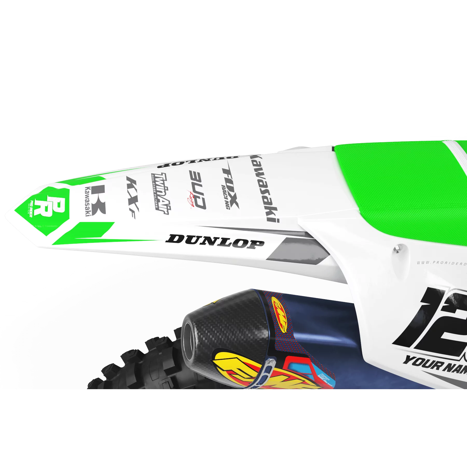 Motorstickerset STICKERSET Motocross KAWASAKI BUD RACING WIT|GROEN (REF:PRDA36B2)