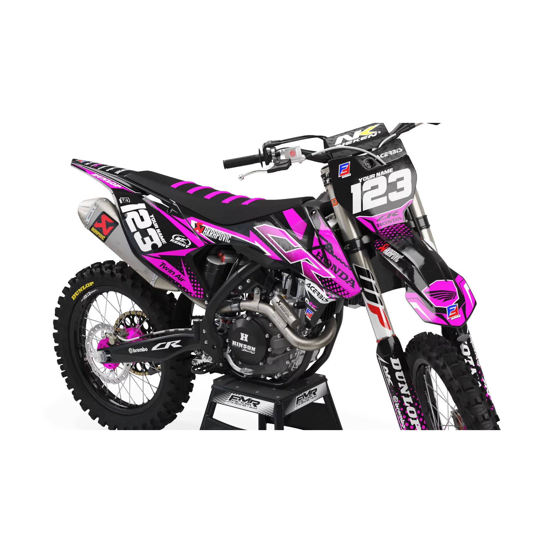 Kit adesivos moto KIT ADESIVOS Motocross PERSO honda FACTORY ENERGY rosa (ref:prda33a3)