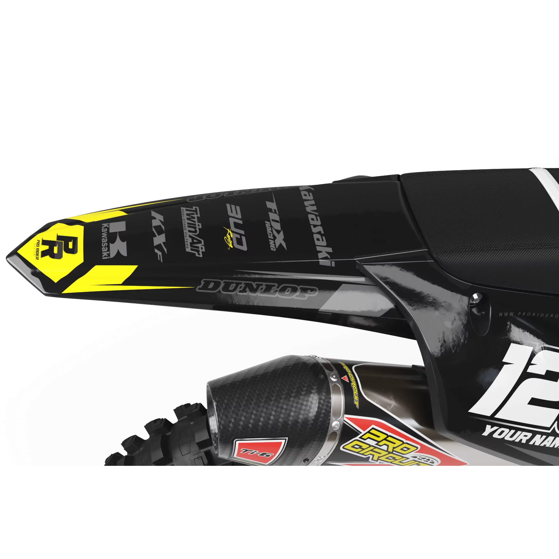 Kit adesivos moto KIT ADESIVOS Motocross KAWASAKI BUD RACING PRETO|AMARELO (REF:PRDA36B4)