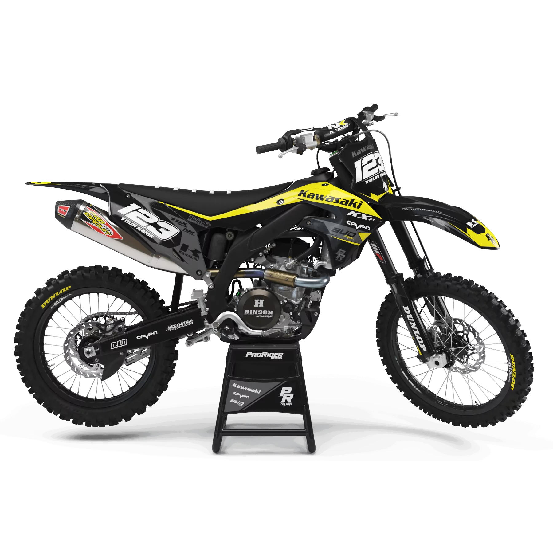 Moto stickerset Stickerset Motocross KAWASAKI BUD RACING ZWART|GEEL (REF:PRDA36B4)