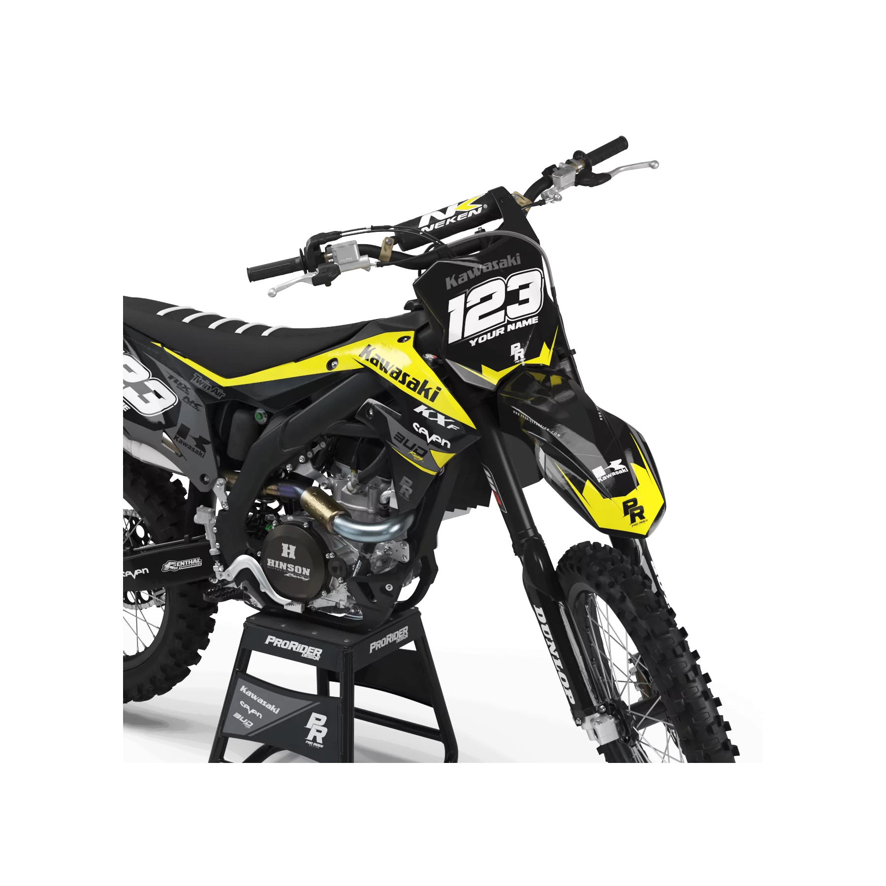 Kit adesivos moto Kit adesivos Motocross KAWASAKI BUD RACING PRETO|AMARELO (REF:PRDA36B4)