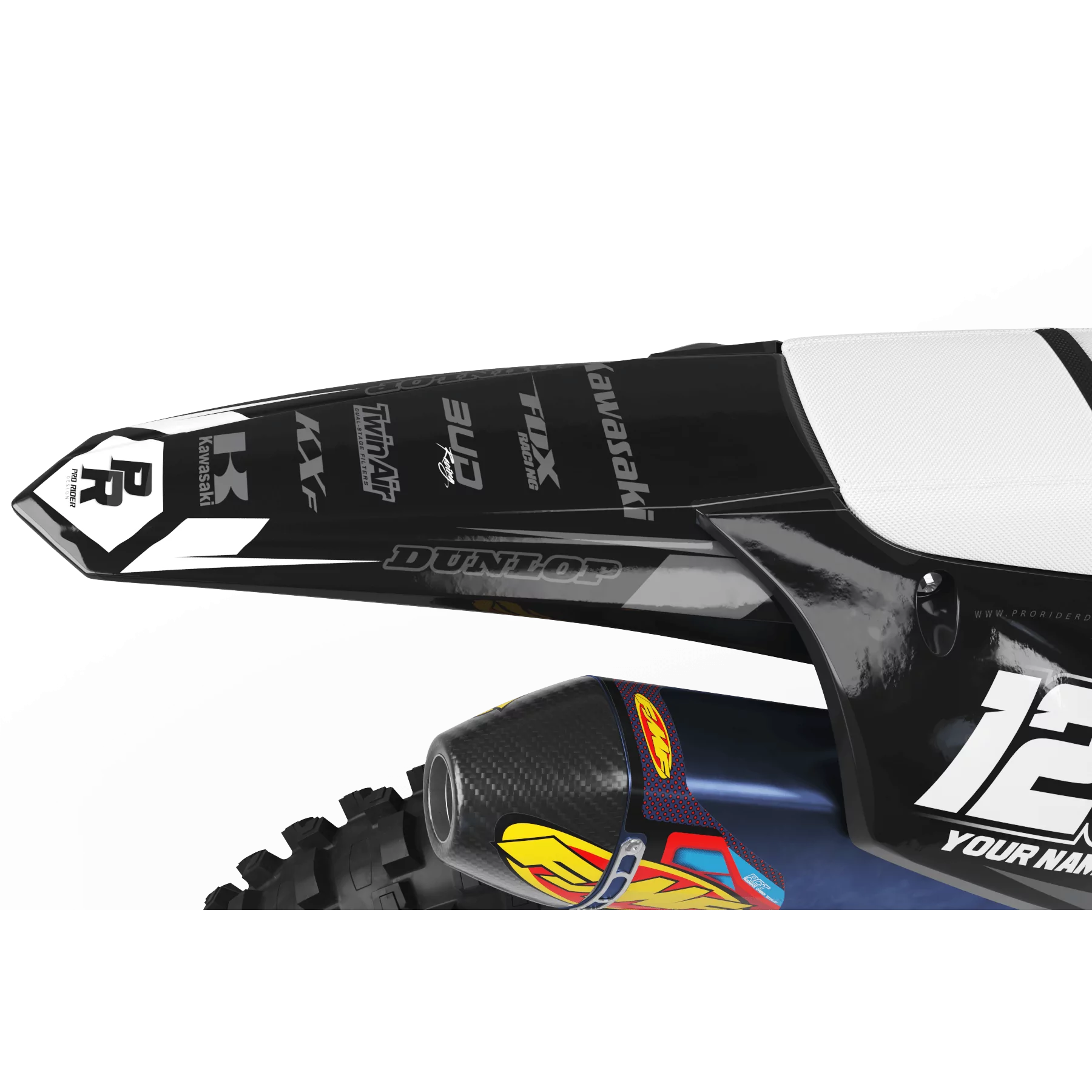 Kit adesivos moto Kit adesivos Motocross KAWASAKI BUD RACING PRETO|BRANCO (REF:PRDA36B5)