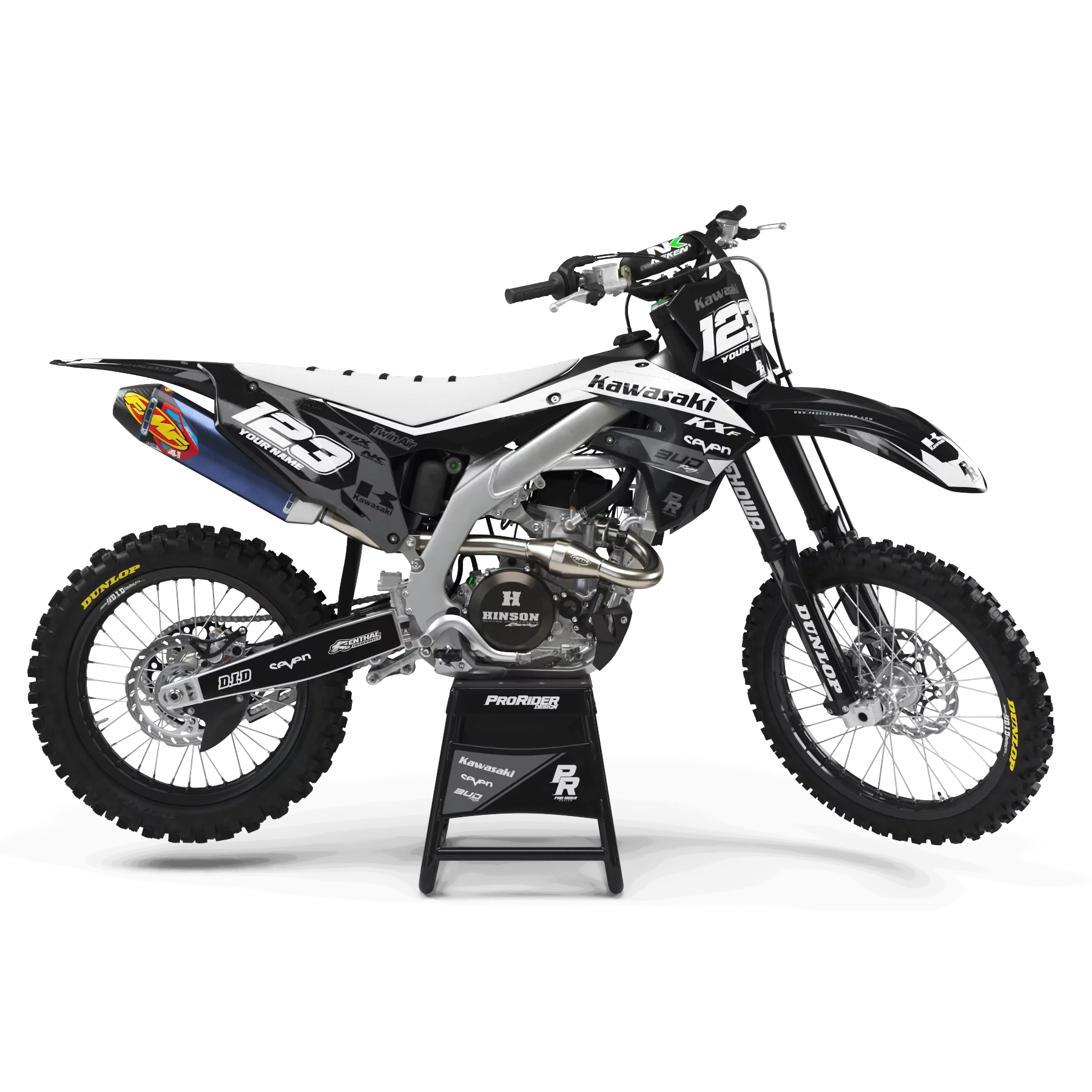 Kit adesivos moto KIT ADESIVOS Motocross KAWASAKI BUD RACING PRETO|BRANCO (REF:PRDA36B5)