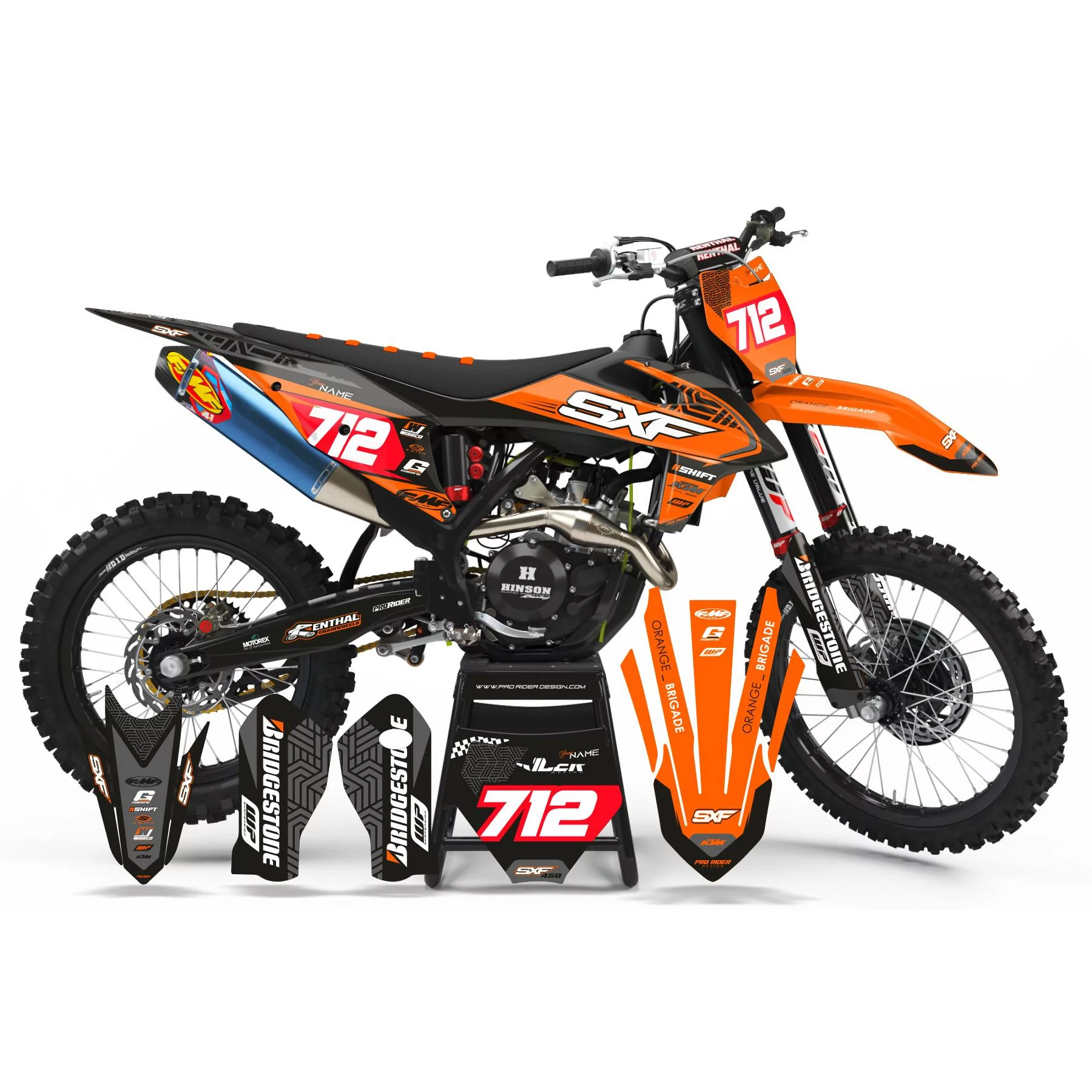 Kit adesivos moto KIT ADESIVOS Motocross PERSO PATTERN ORANGE