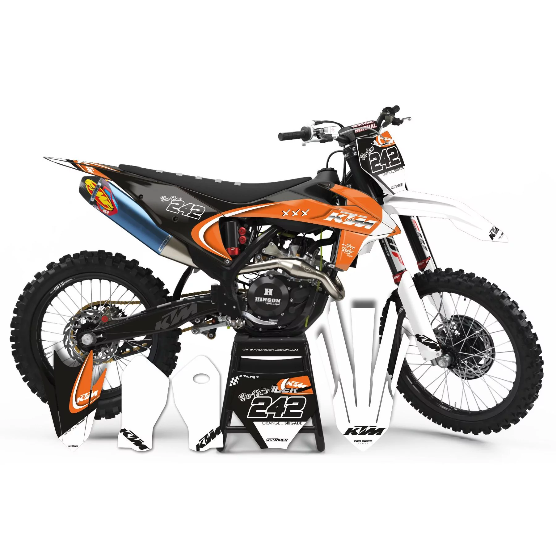 Kit adesivos moto KIT ADESIVOS Motocross PERSO CURVE ORANGE