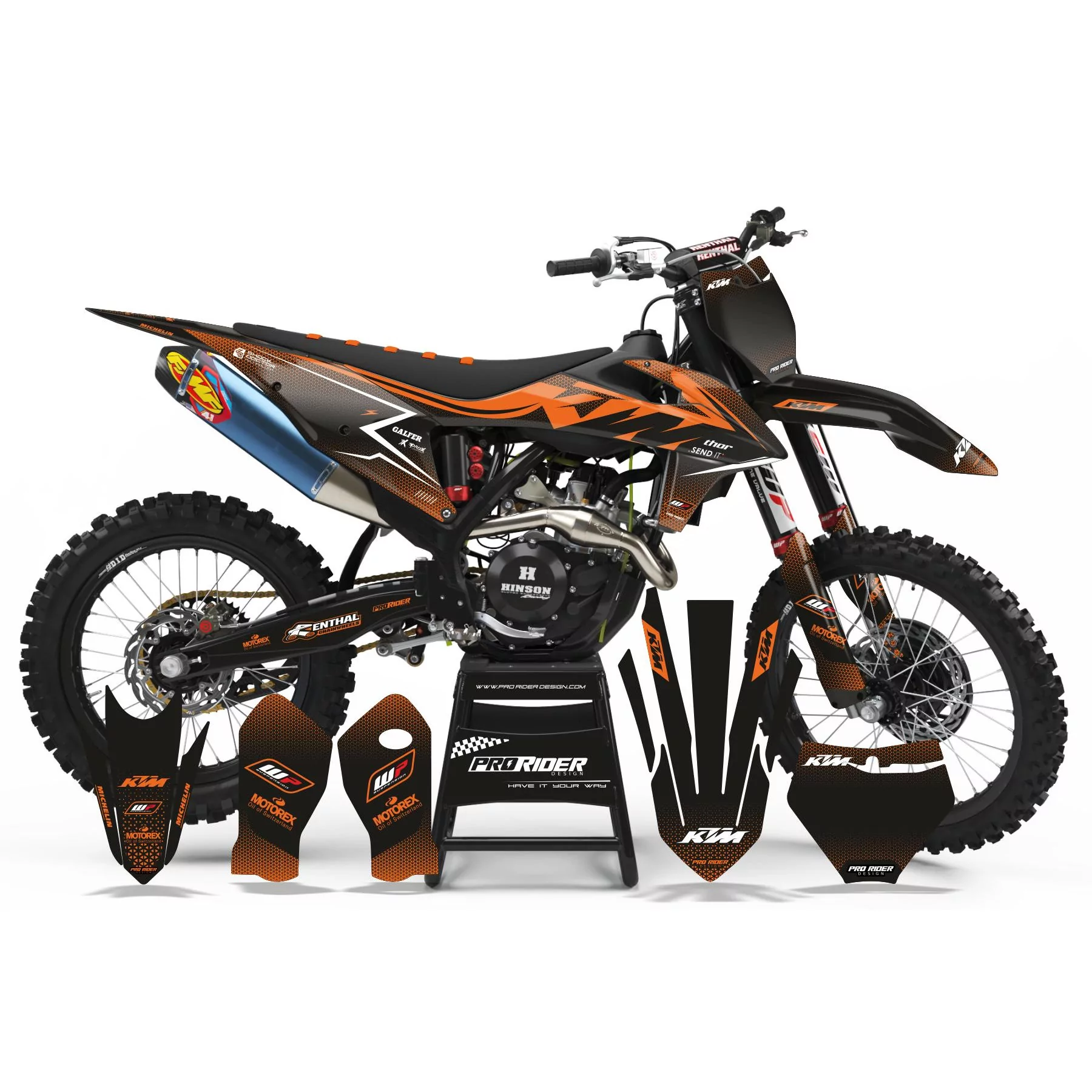 Kit adesivos moto KIT ADESIVOS Motocross KTM PERSO STOK ORANGE