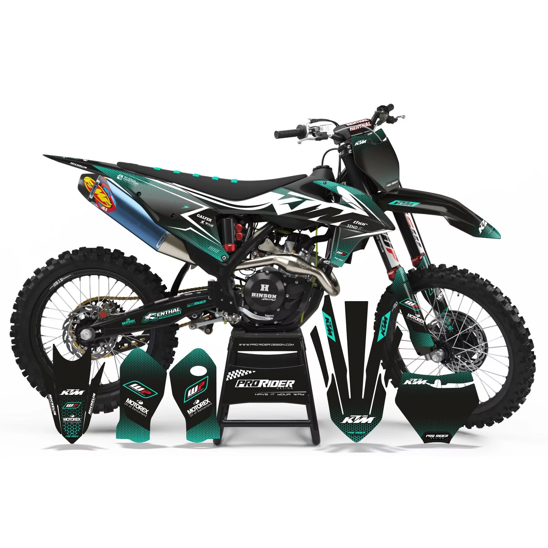 Kit adesivos moto KIT ADESIVOS Motocross KTM PERSO STOK TEAL