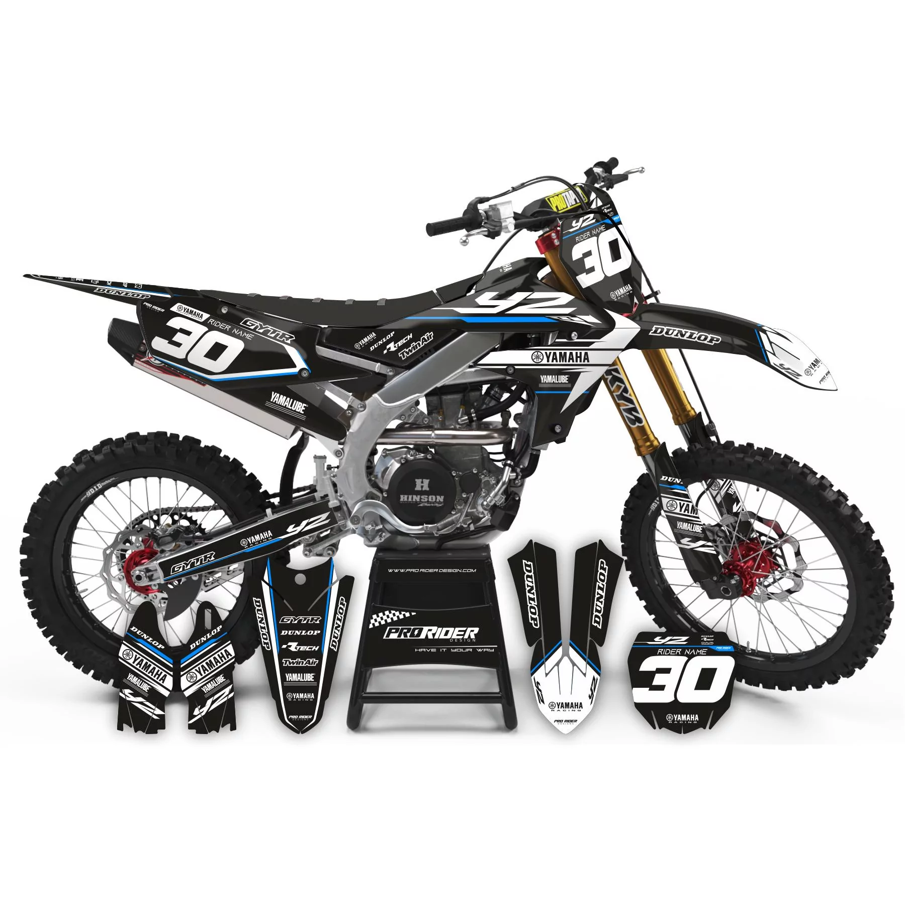 Kit adhesivos moto Kit adhesivos Motocross PERSO YAMAHA FACTORY RACING BLACK