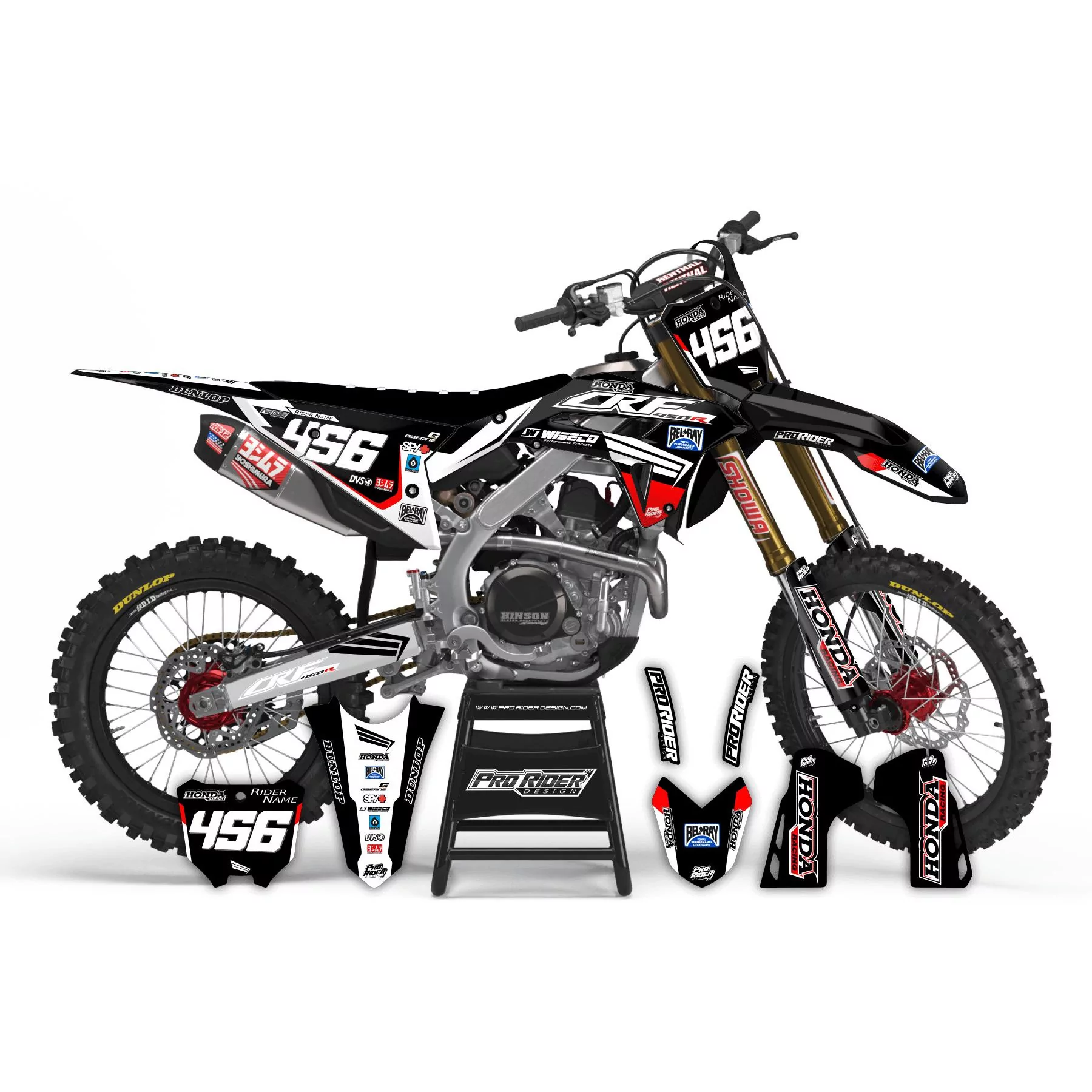 Stickerset motorfiets Stickerset Motocross perso Honda BULLY ONE B