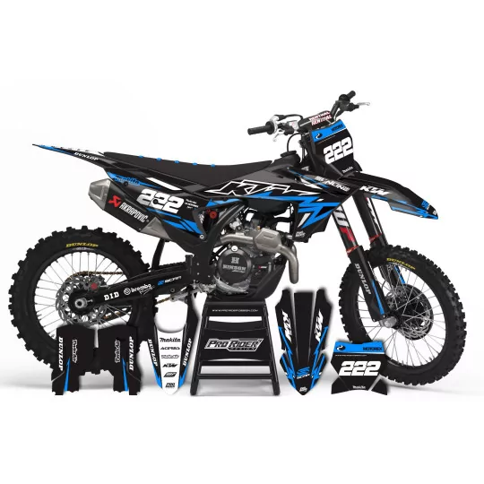 Kit adesivos moto KIT ADESIVOS Motocross pour KTM PERSO TRASH CYAN
