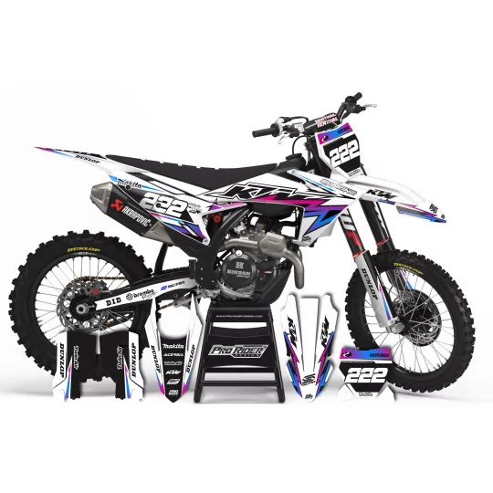 GRAPHICS moto kit GRAPHICS Motocross for KTM PERSO TRASH WHITE GRADIENT