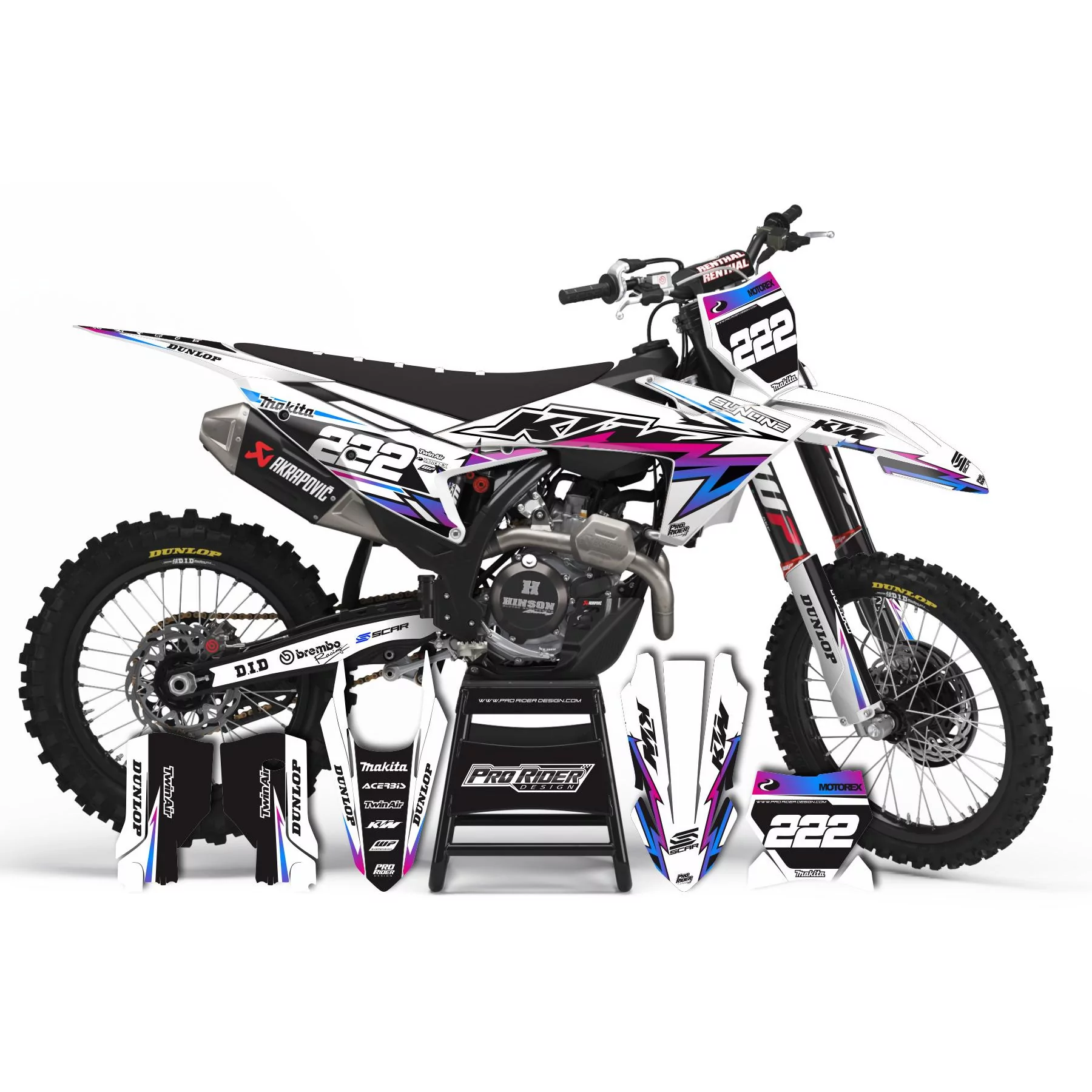 Motorrad-Dekorkit DEKOR Motocross für KTM PERSO TRASH WHITE GRADIENT