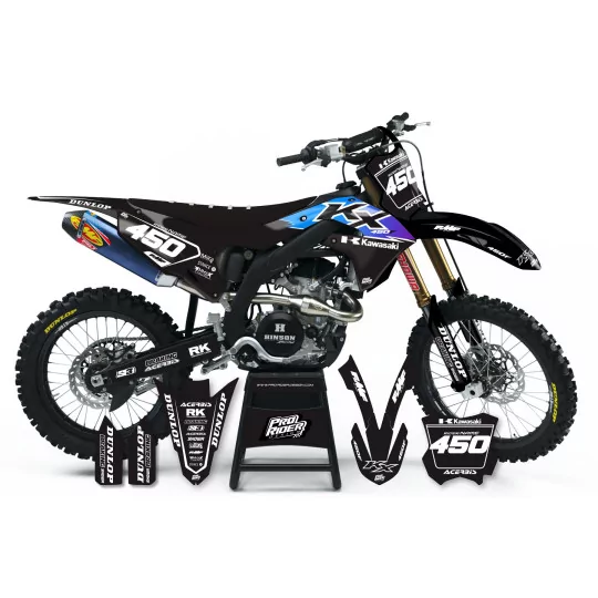 Stickerset motorfiets STICKERSET Motocross KAWASAKI MX TEST BLACK