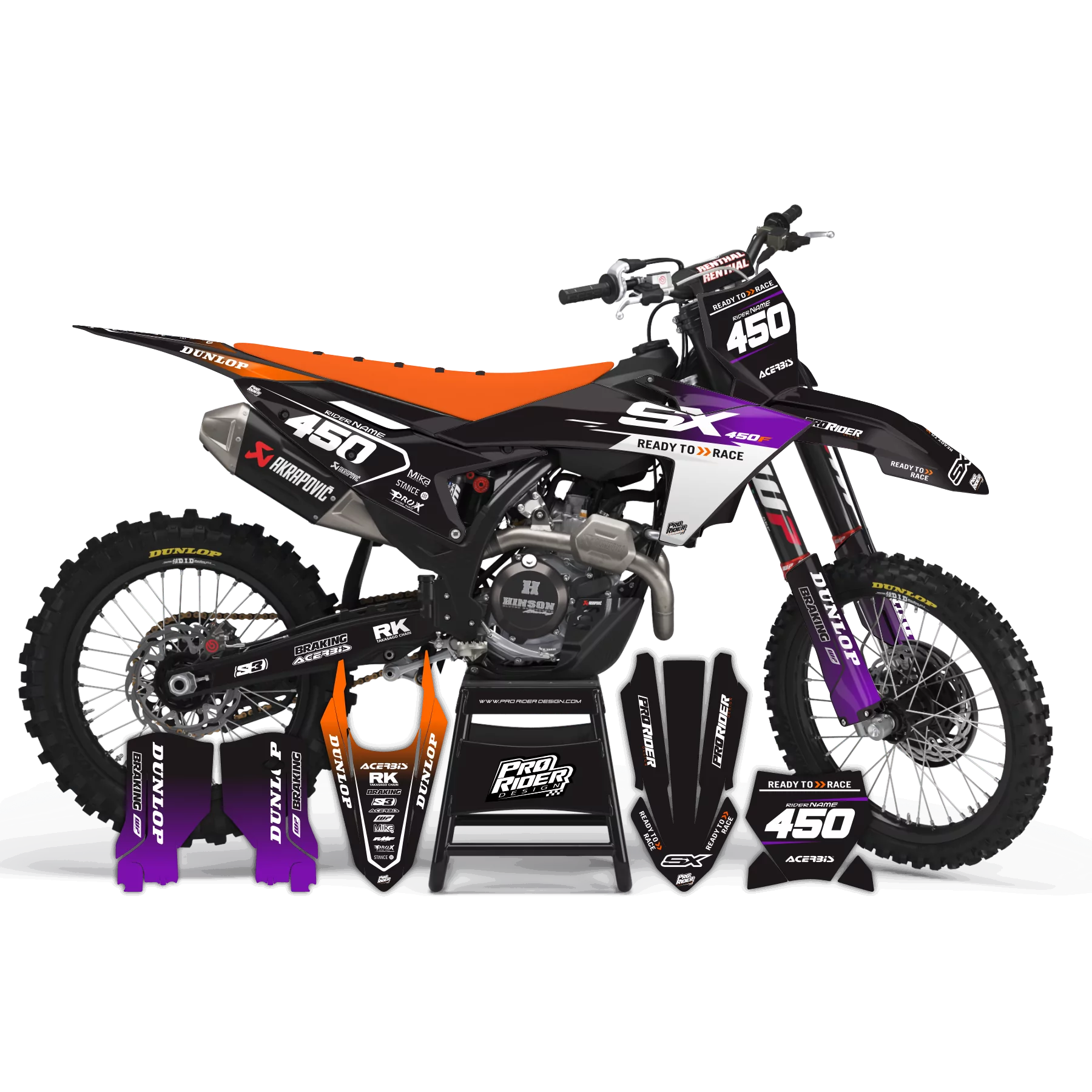 KIT ADESIVOS moto KIT ADESIVOS Motocross para KTM personalizado KRUZZ black