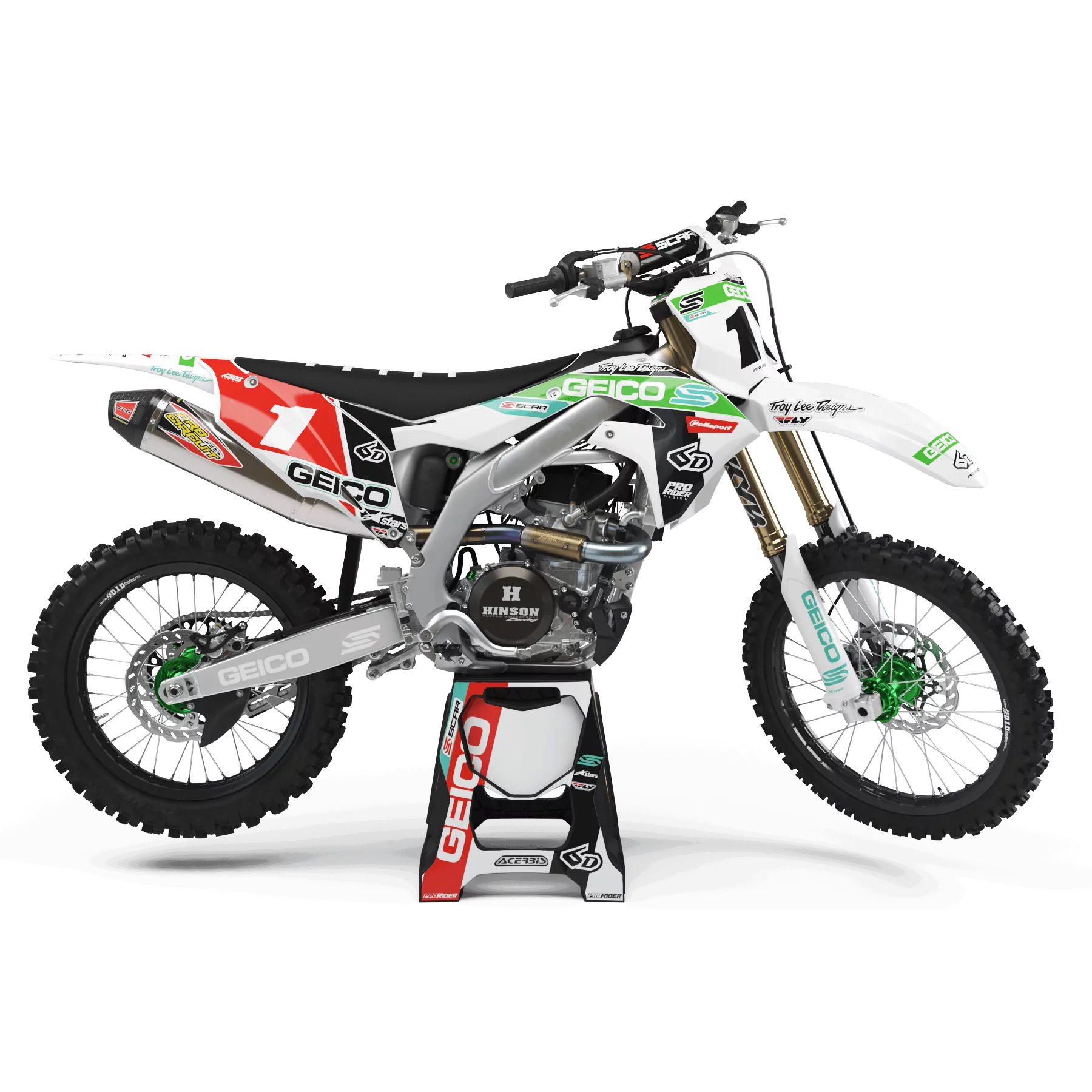 Stickerset moto Persoonlijk Stickerset GEICO MILANO VOOR KAWASAKI