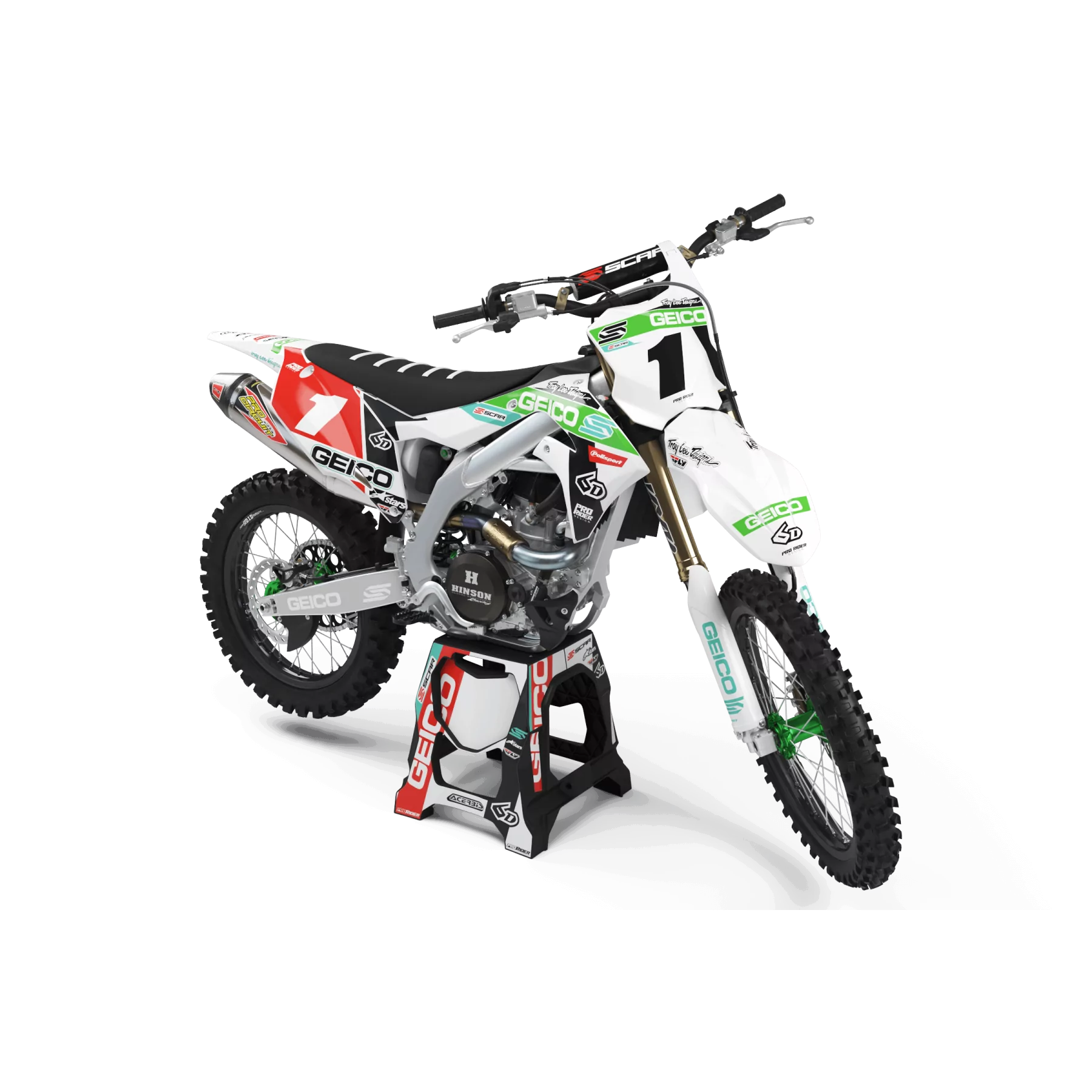 Stickerset moto Persoonlijk Stickerset GEICO MILANO VOOR KAWASAKI