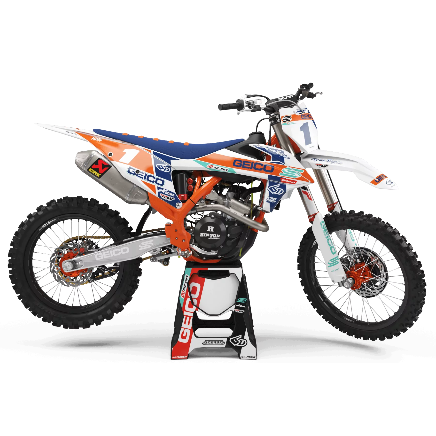 Stickerset moto Persoonlijk Stickerset Motocross GEICO DECALS