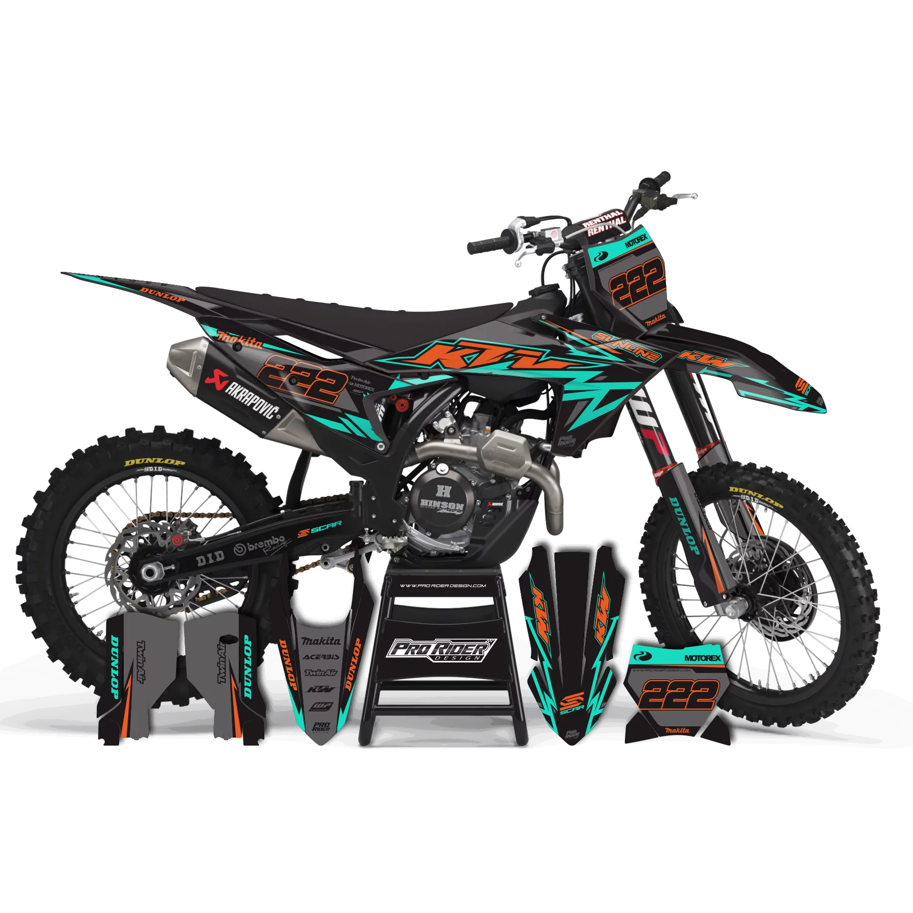 Kit déco moto complemento per le GRAFICHE GRAFICHE KTM PERSO TRASH TEAL