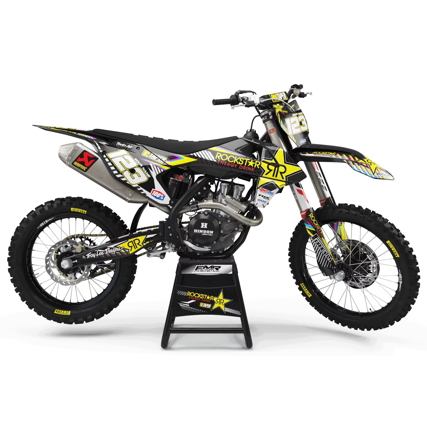 GRAPHICS moto MOTOCROSS GRAPHICS PERSO ROCKSTAR Limited Edition pink|blue|yellow (ref:prda19g)
