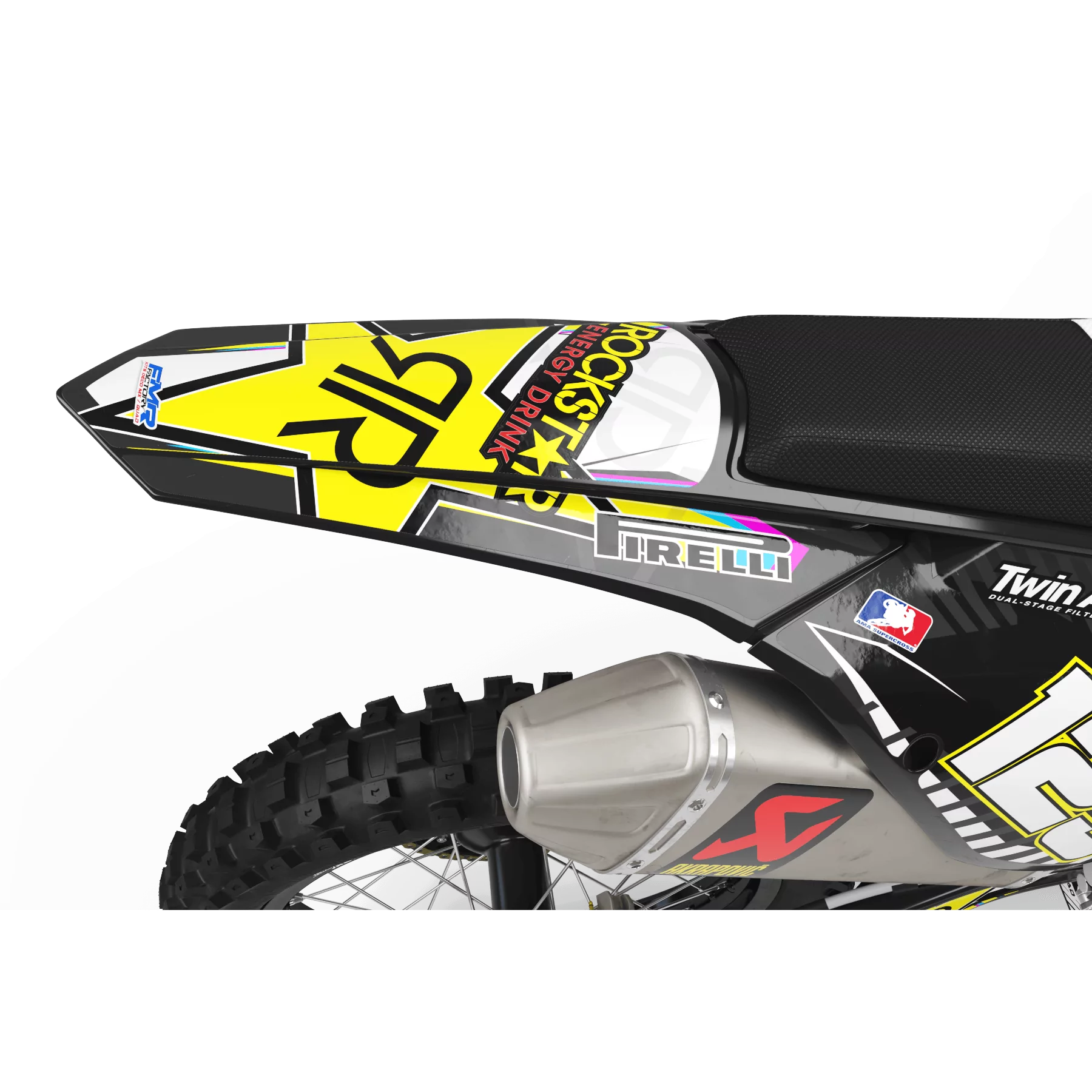 STICKERSET motor KIT DECO MOTOCROSS PERSO ROCKSTAR Beperkte Editie roze|blauw|geel (ref:prda19g)