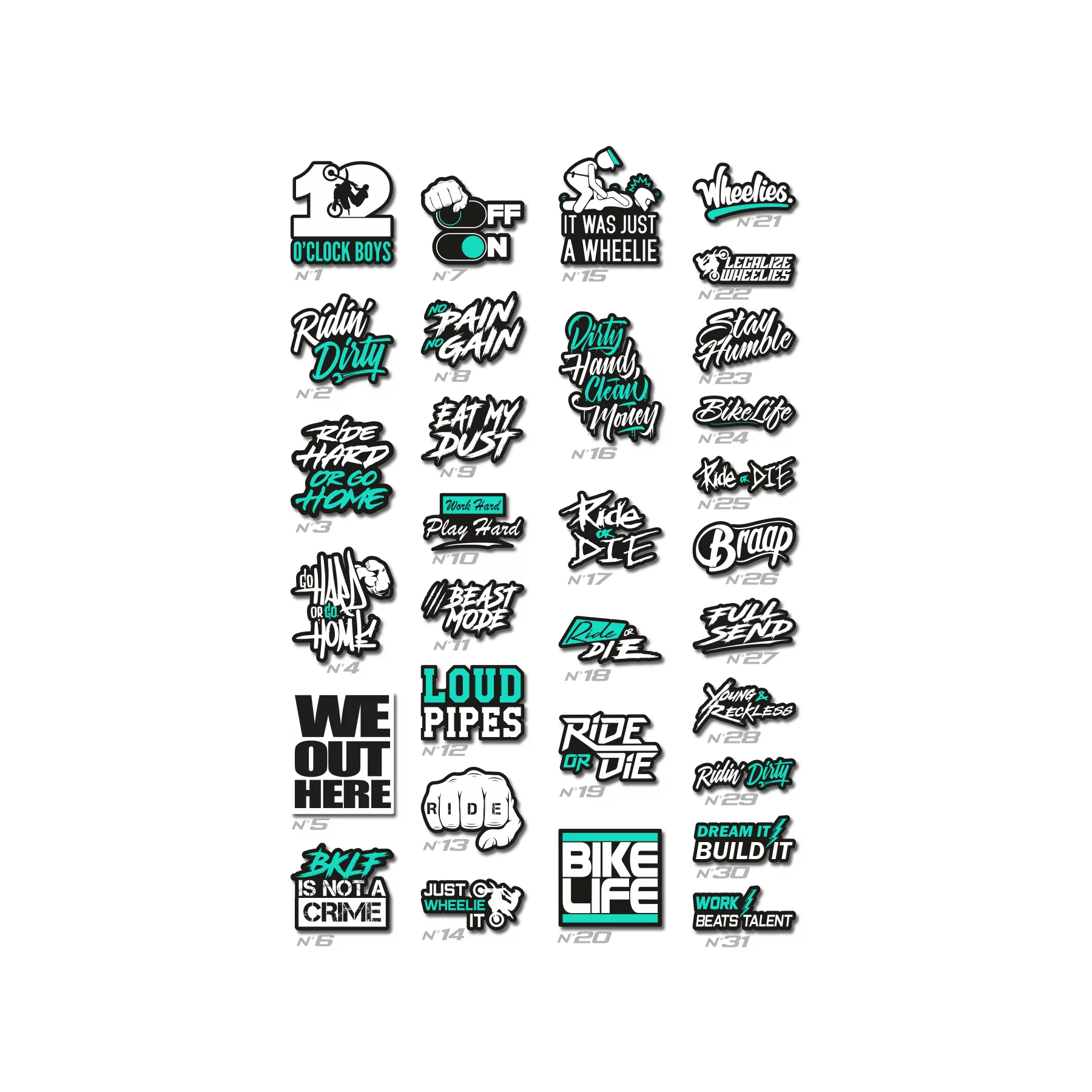Stickerset moto TELEFOON STICKERS naar Keuze