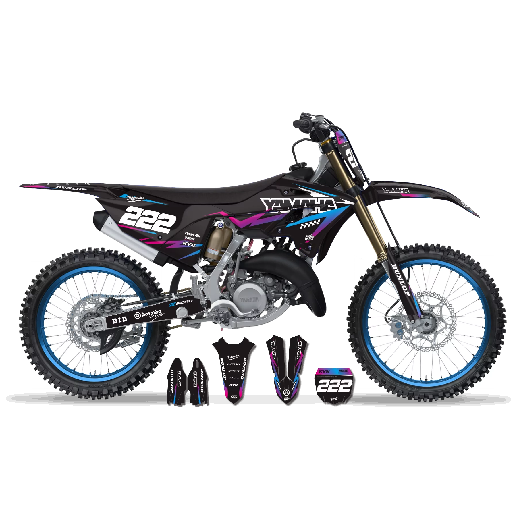 Kit adesivos moto DECO Motocross YAMAHA PERSO BLACK MATADOR