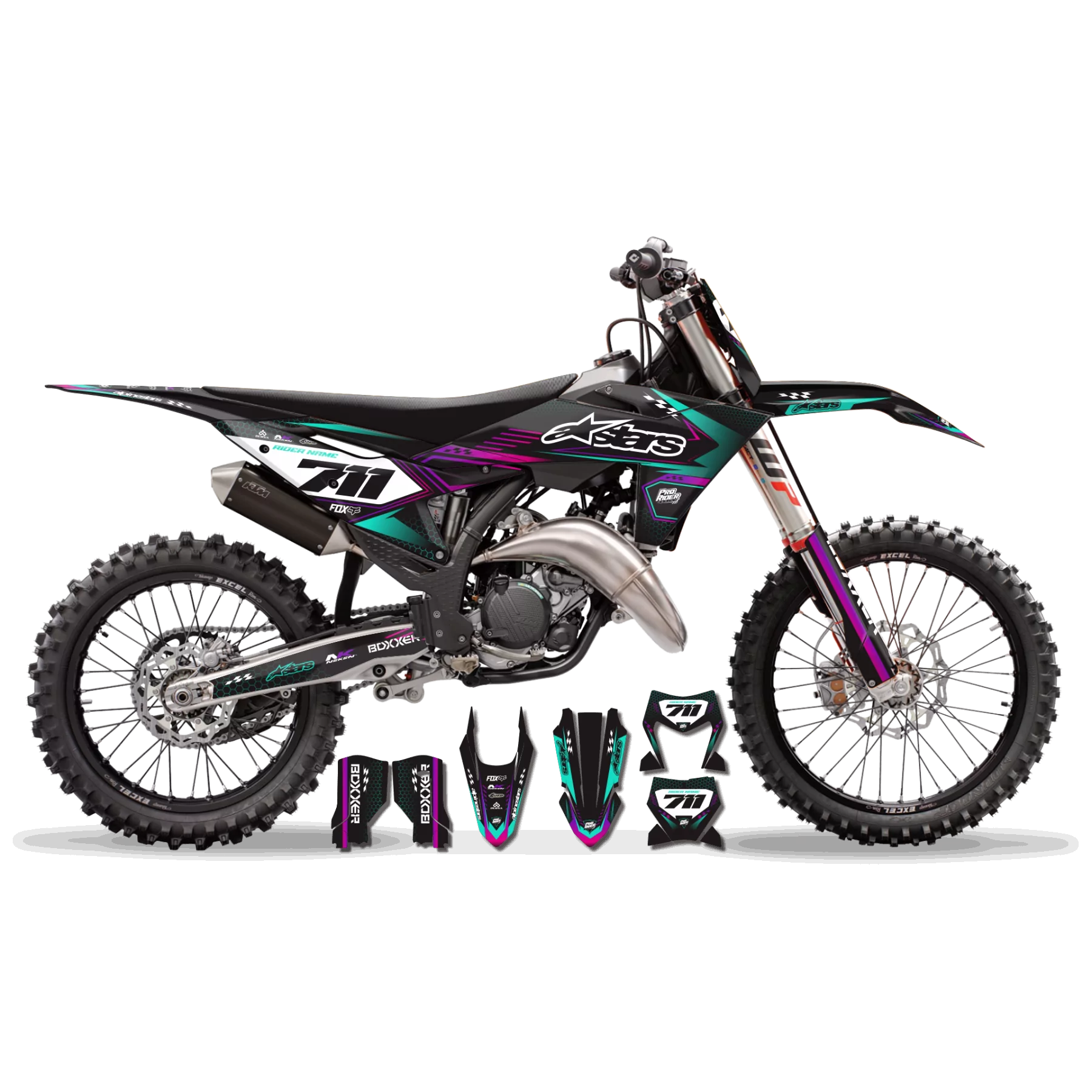 Motorcycle graphics kit graphics Motocross - STRIPURL TEAL