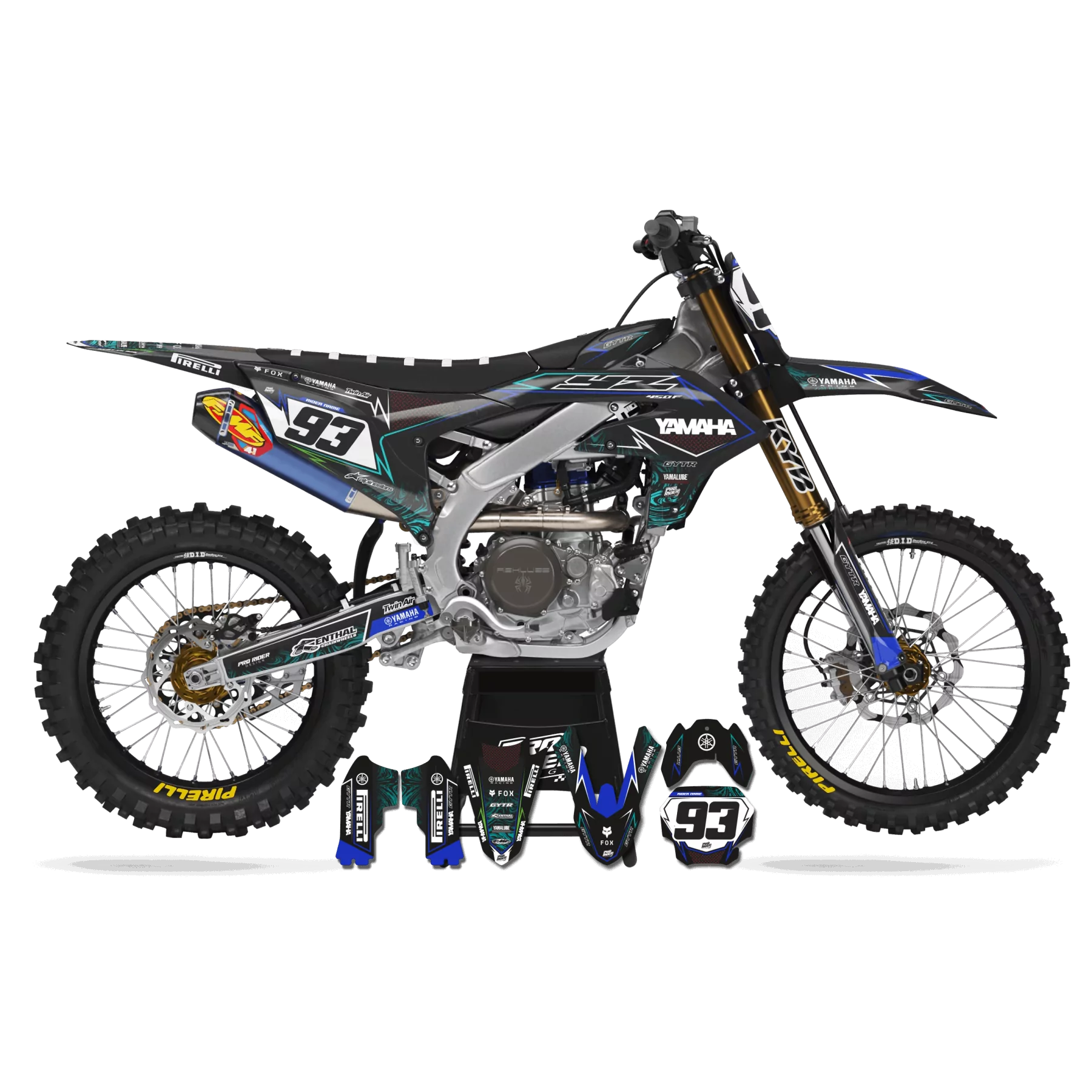 Motorrad Dekor KIT Dekor Motocross YAMAHA NEW DESIGN TEAL