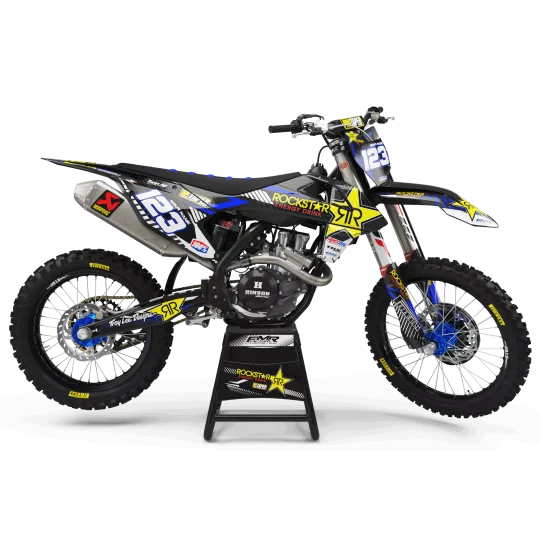 KIT ADESIVOS moto Kit adesivos MOTOCROSS PERSO ROCKSTAR Edição Limitada azul (ref:prda19e)