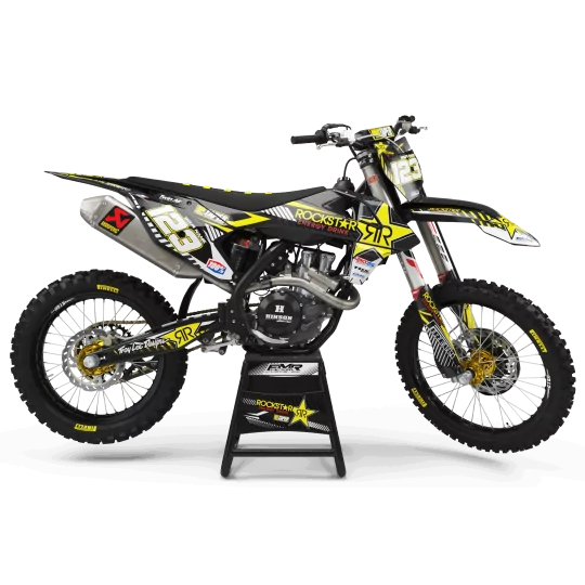 KIT ADESIVOS moto Kit adesivos MOTOCROSS PERSO ROCKSTAR Edição Limitada amarelo (ref:prda19d)