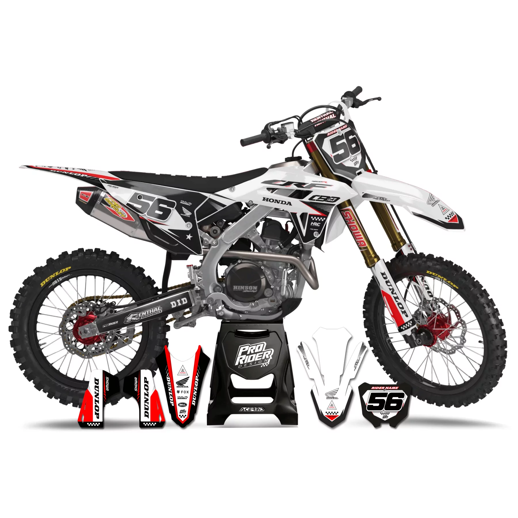 Kit adesivos moto Kit adesivos Motocross perso HONDA MEGA WHITE