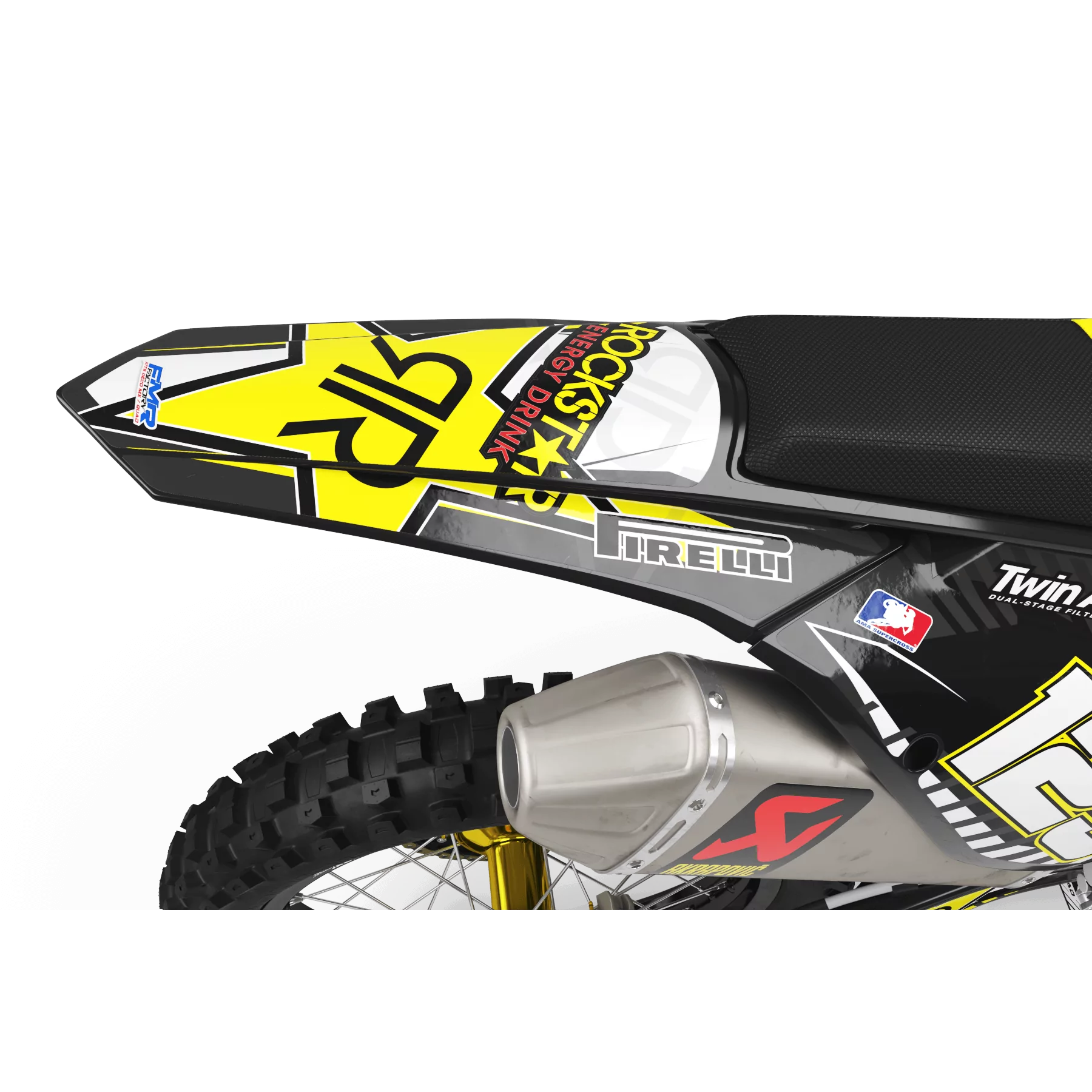 Kit déco moto KIT DECO MOTOCROSS PERSO ROCKSTAR Édition Limitée jaune (ref:prda19d)