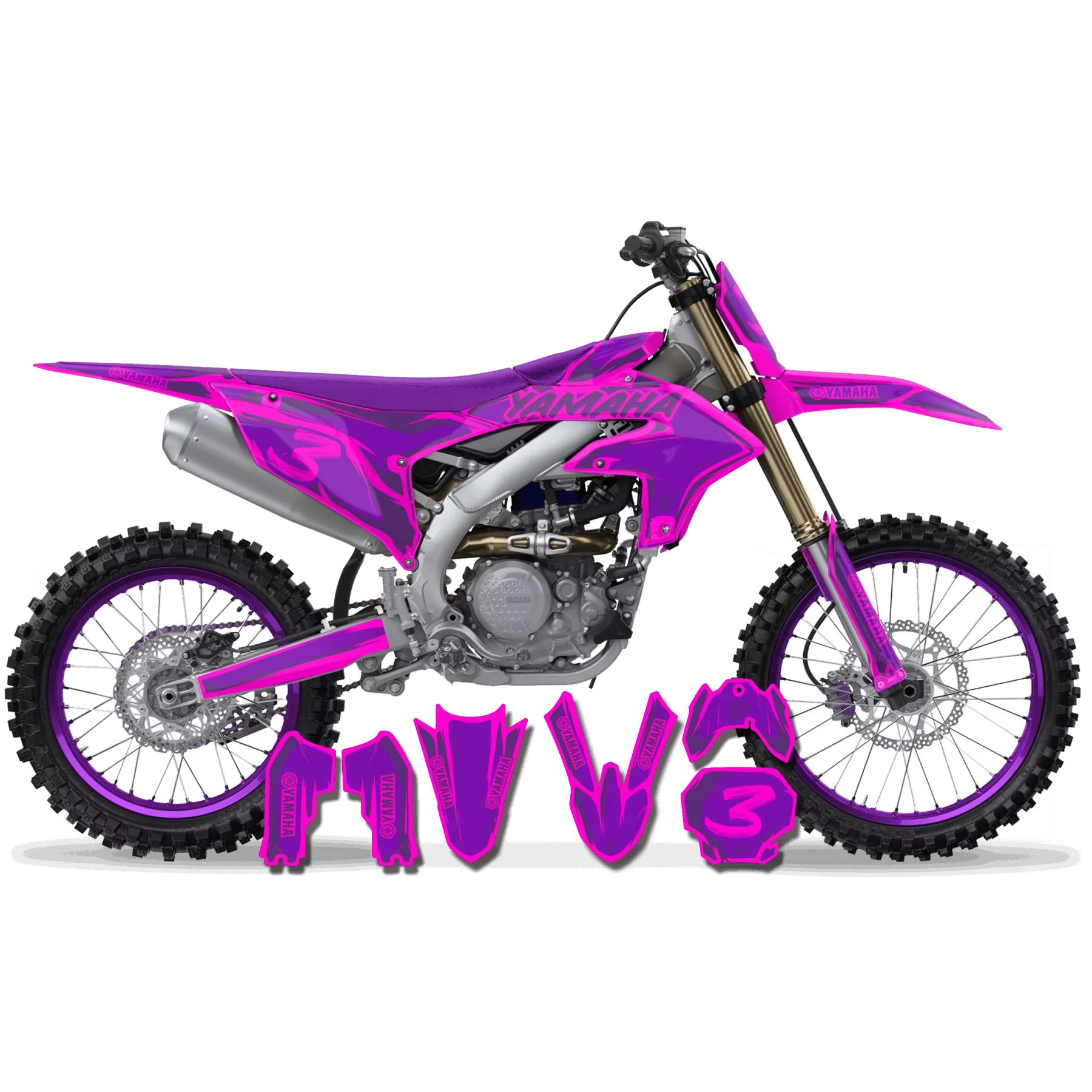Stickerset moto Stickerset Motocross YAMAHA CARTOON MANGA BRUSH PINK/PURPLE