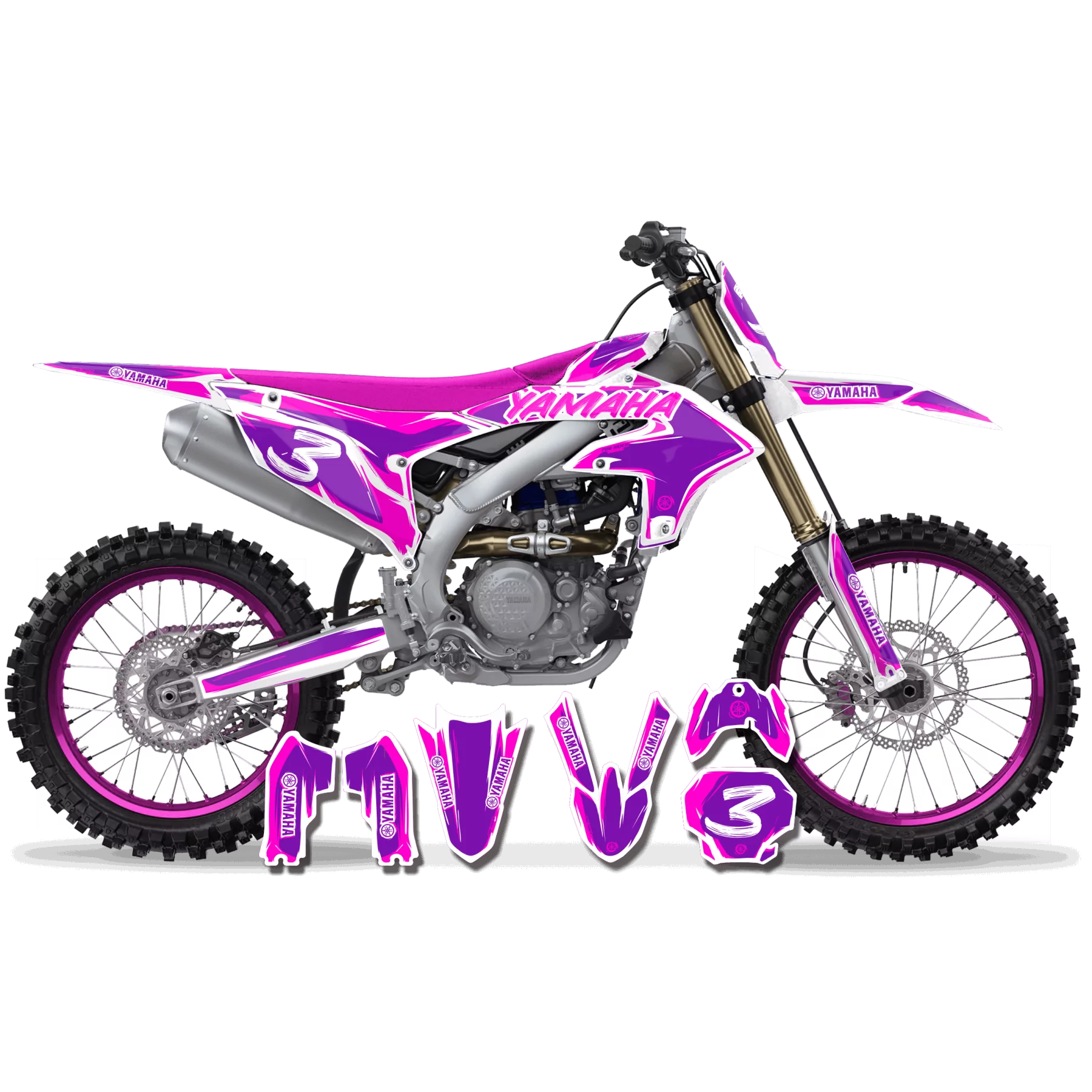 Motorcycle graphics Graphics Motocross YAMAHA CARTOON MANGA BRUSH PURPLE/PINK/WHITE