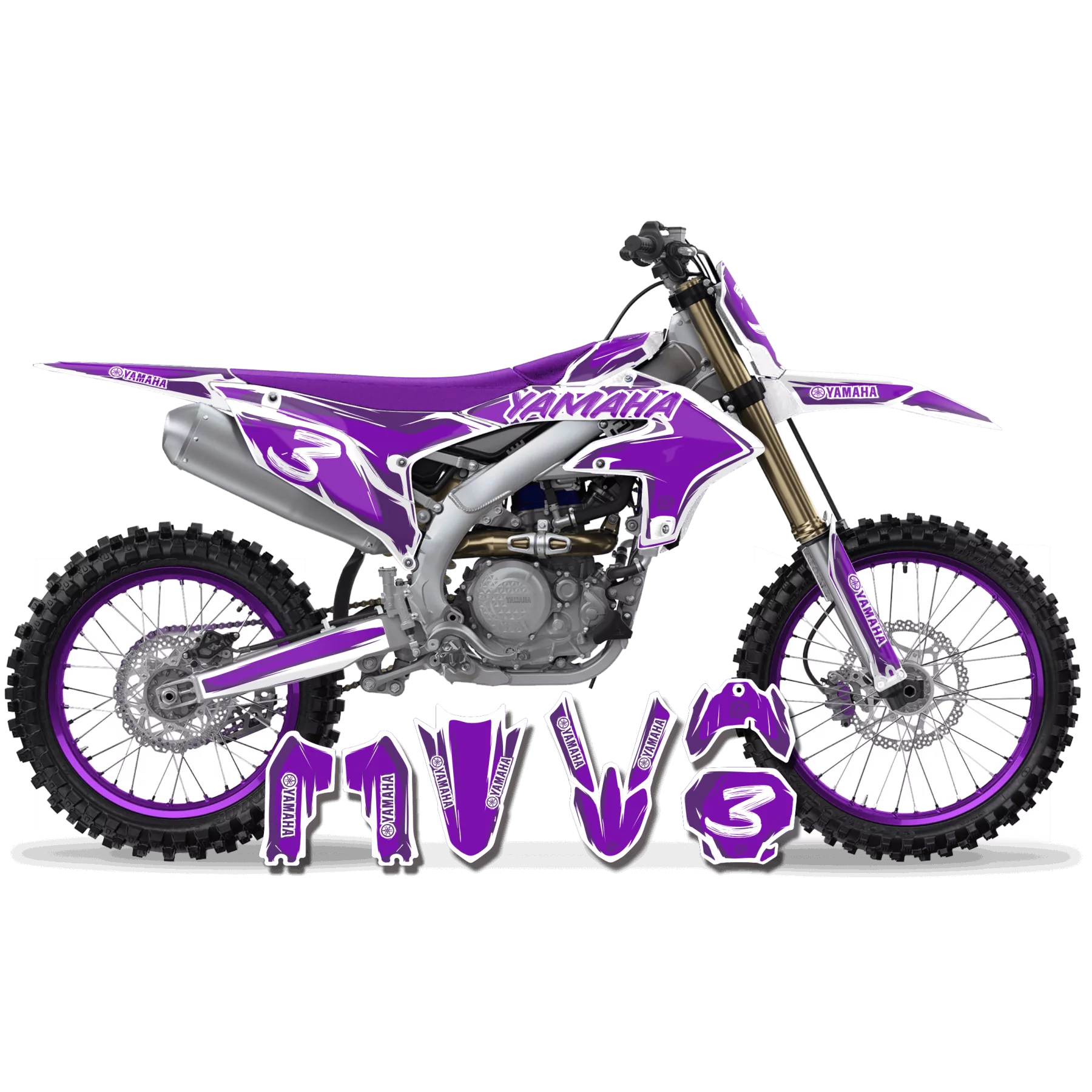 Motorcycle graphics Graphics Motocross YAMAHA CARTOON MANGA BRUSH PURPLE/WHITE