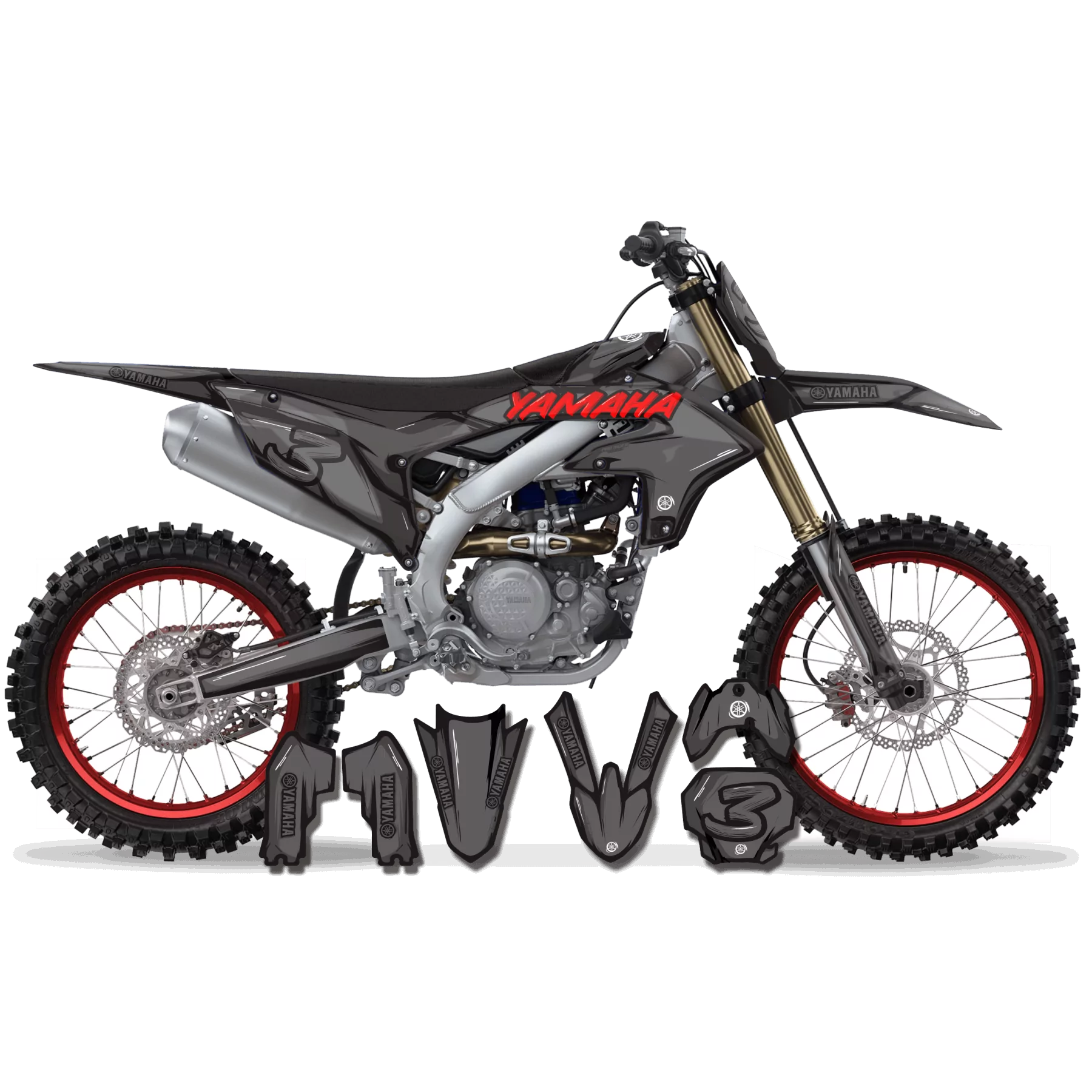 Kit adhesivos moto Kit adhesivos Motocross YAMAHA CARTOON MANGA BRUSH GREY