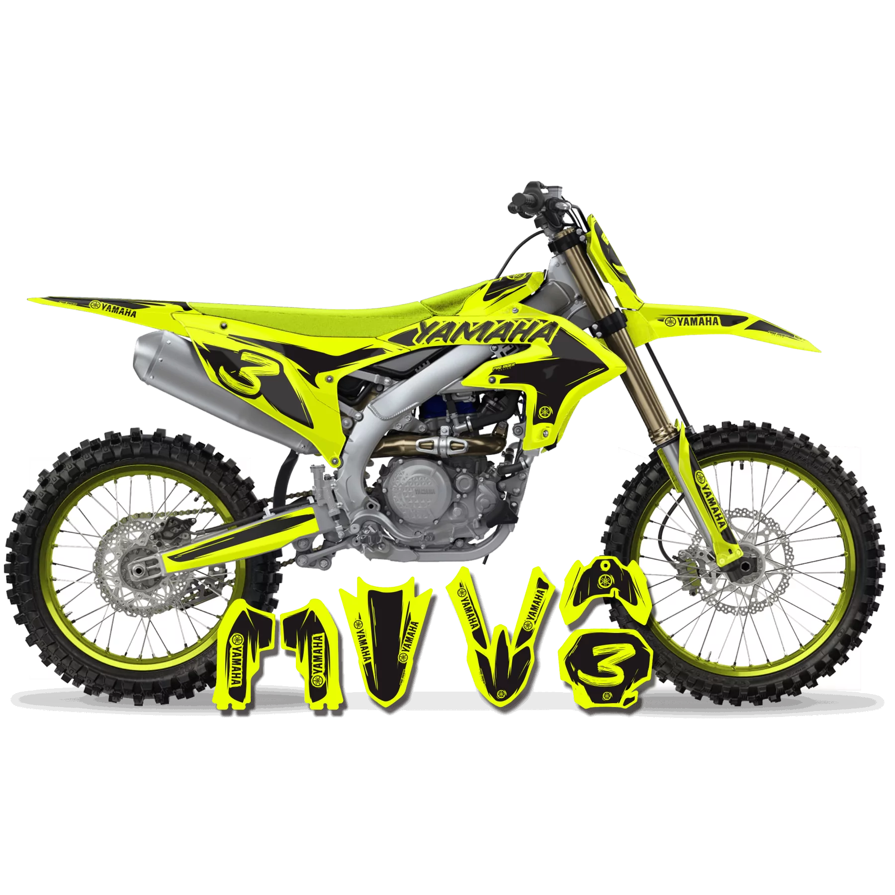 Dekor Moto Dekor Motocross YAMAHA CARTOON MANGA BRUSH NEON/BLACK