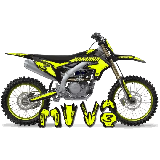 Stickerset moto Stickerset Motocross YAMAHA CARTOON MANGA BRUSH BLACK/NEON