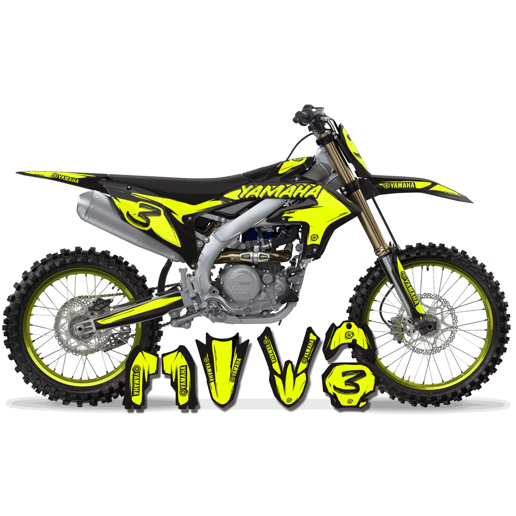 Dekor Moto Dekor Motocross YAMAHA CARTOON MANGA BRUSH BLACK/NEON