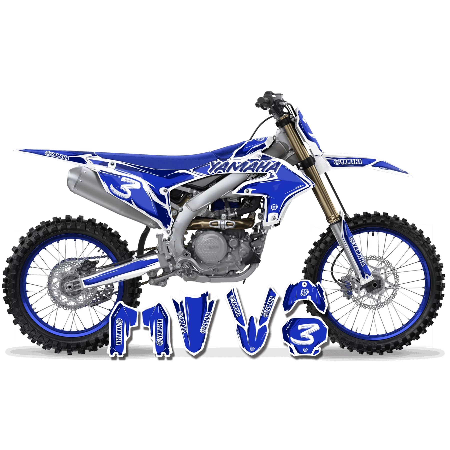Dekor Moto Dekor Motocross YAMAHA CARTOON MANGA BRUSH WHITE/BLUE