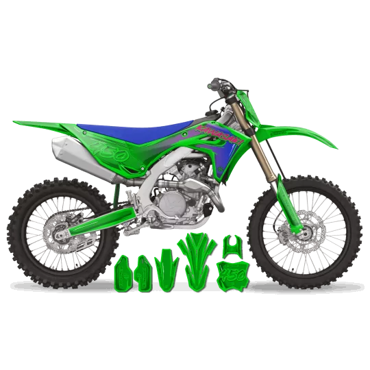 Kit adesivos moto KIT ADESIVOS MOTOCROSS KAWASAKI CARTOON MANGA BRUSH GREEN/BLUE