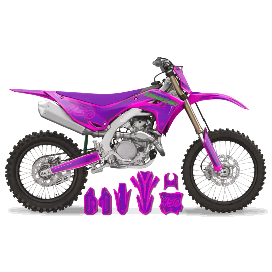 Kit adesivos moto KIT ADESIVOS MOTOCROSS KAWASAKI CARTOON MANGA BRUSH PINK/PURPLE