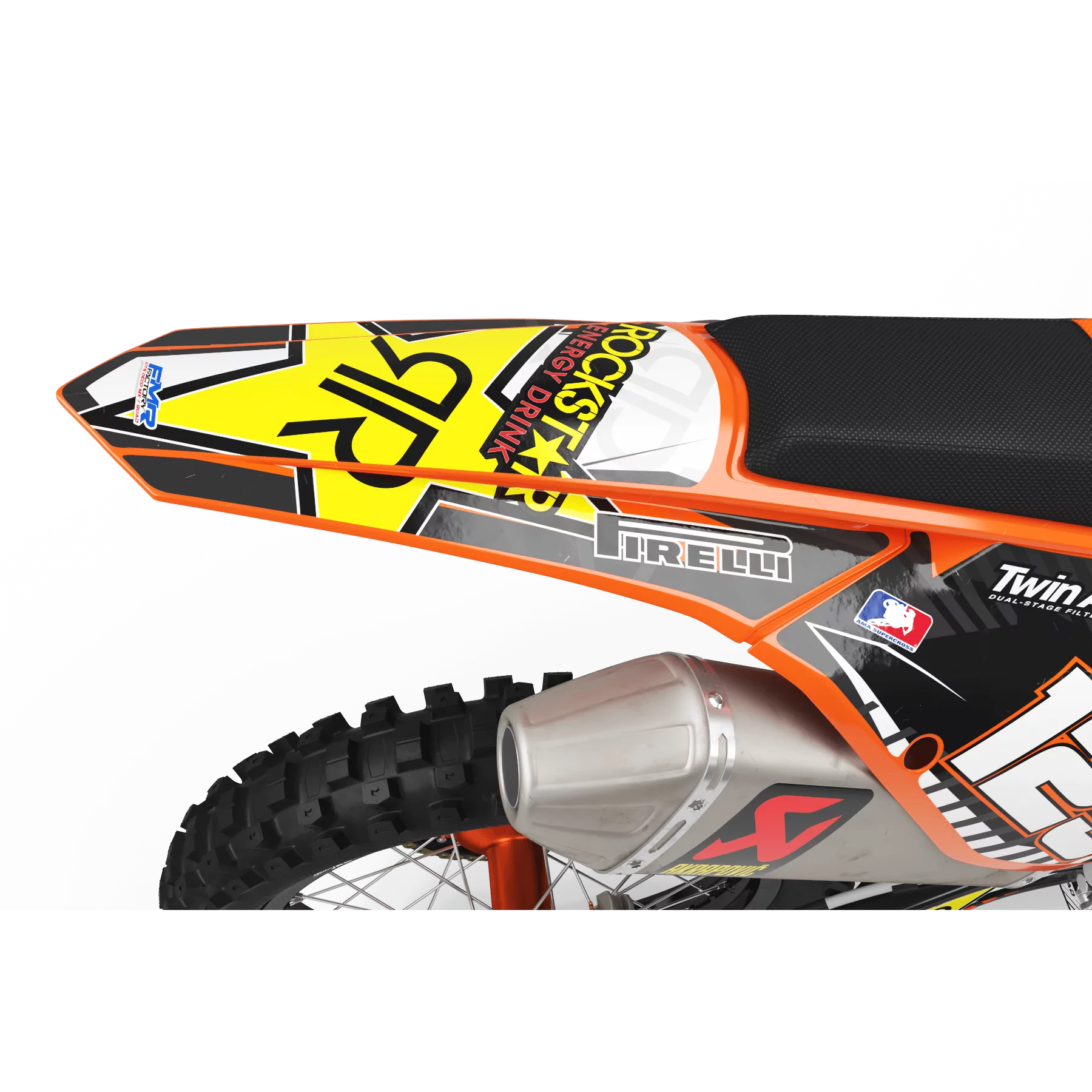 Kit déco moto KIT DECO MOTOCROSS PERSO ROCKSTAR Édition Limitée orange (ref:prda19c)