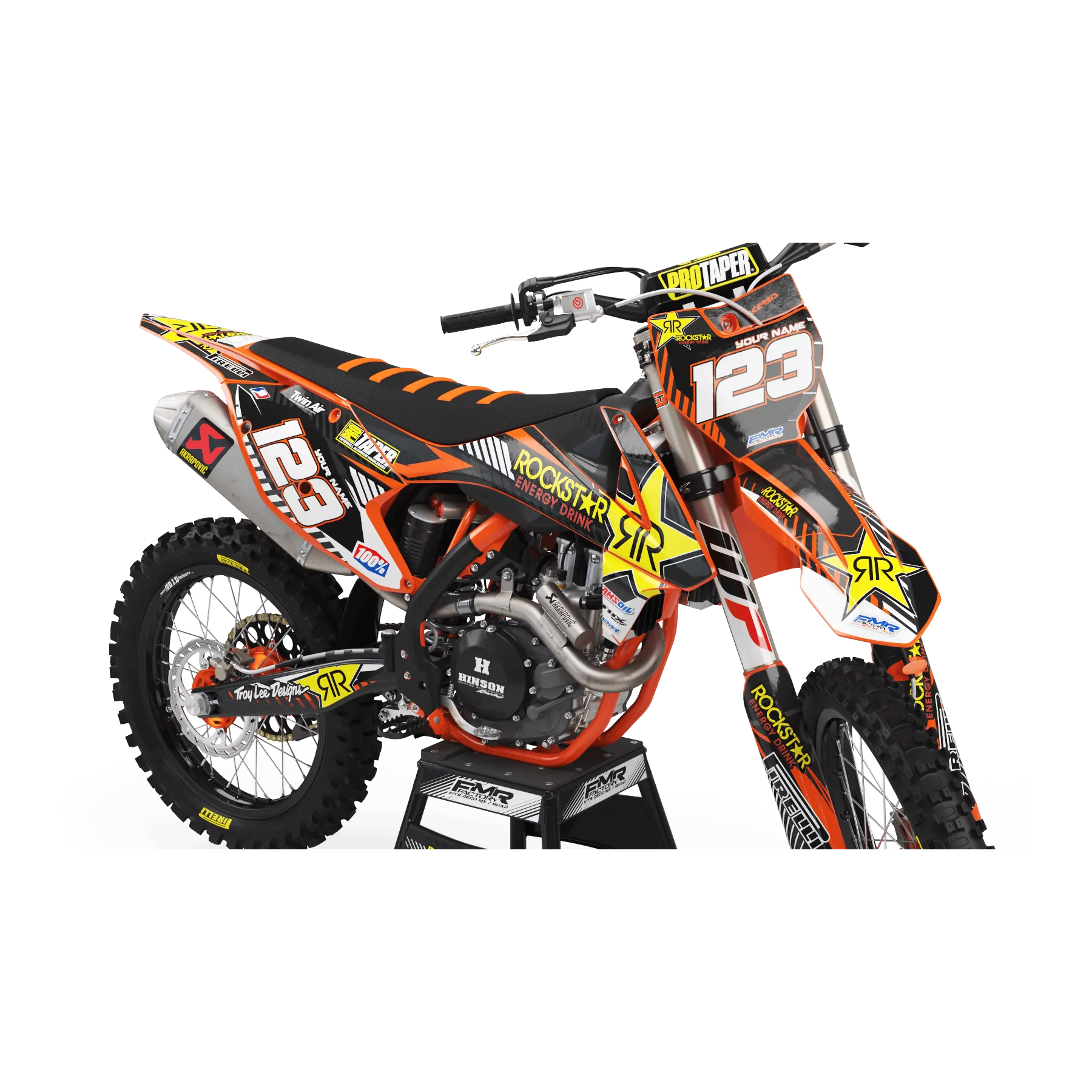Kit déco moto KIT DECO MOTOCROSS PERSO ROCKSTAR Édition Limitée orange (ref:prda19c)