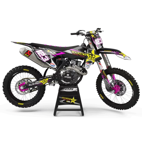 KIT ADESIVOS moto Kit adesivos MOTOCROSS PERSO ROCKSTAR Edição Limitada rosa (ref:prda19f)