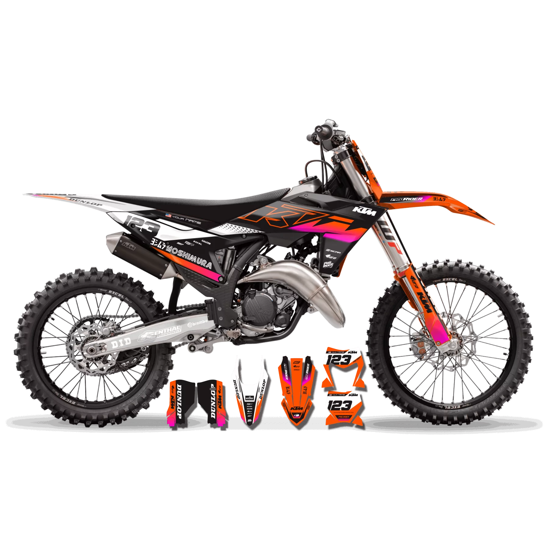 Kit adesivos moto Kit adesivos Motocross KTM perso - VORTEX