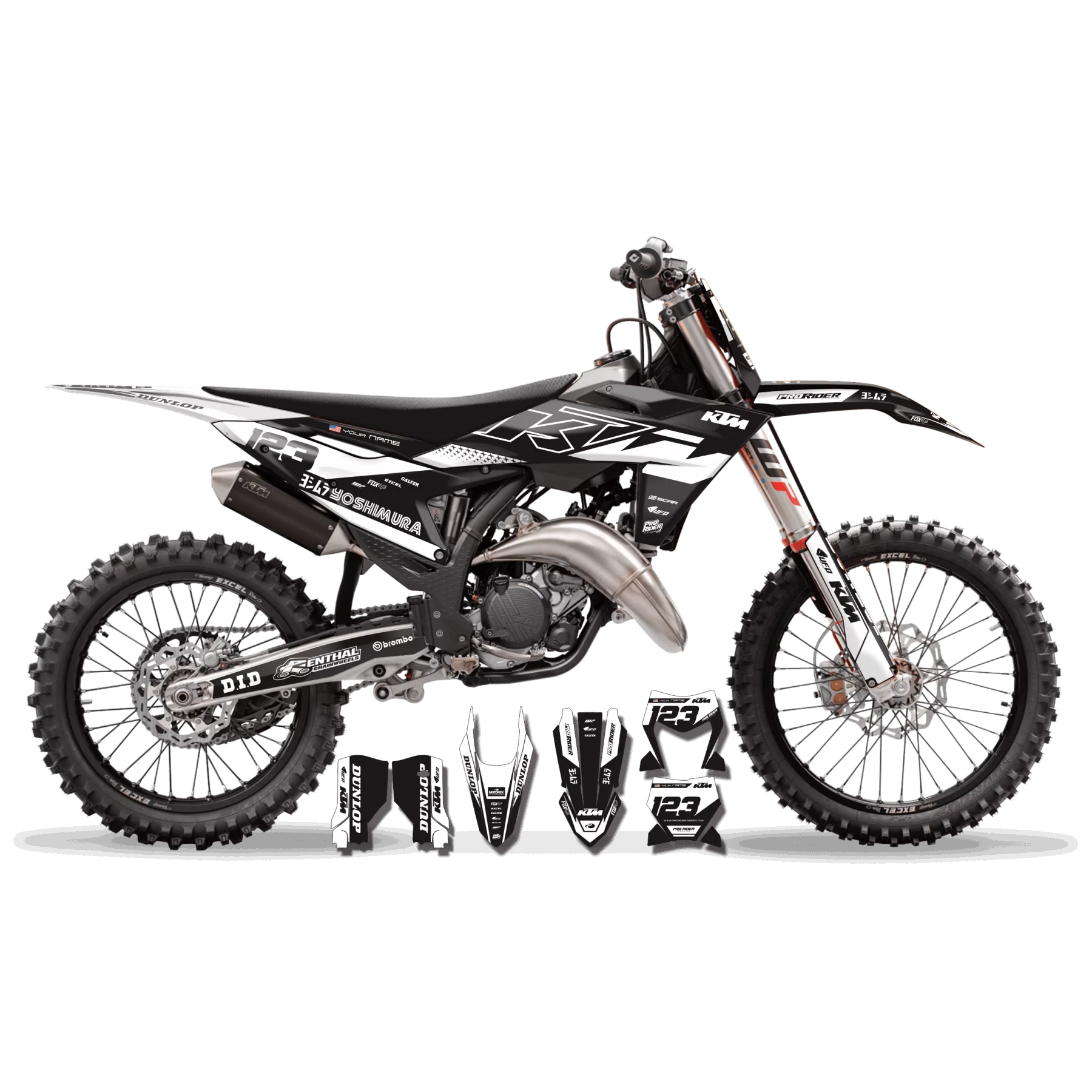 Kit adesivos moto Kit adesivos Motocross KTM perso - BLACK VORTEX