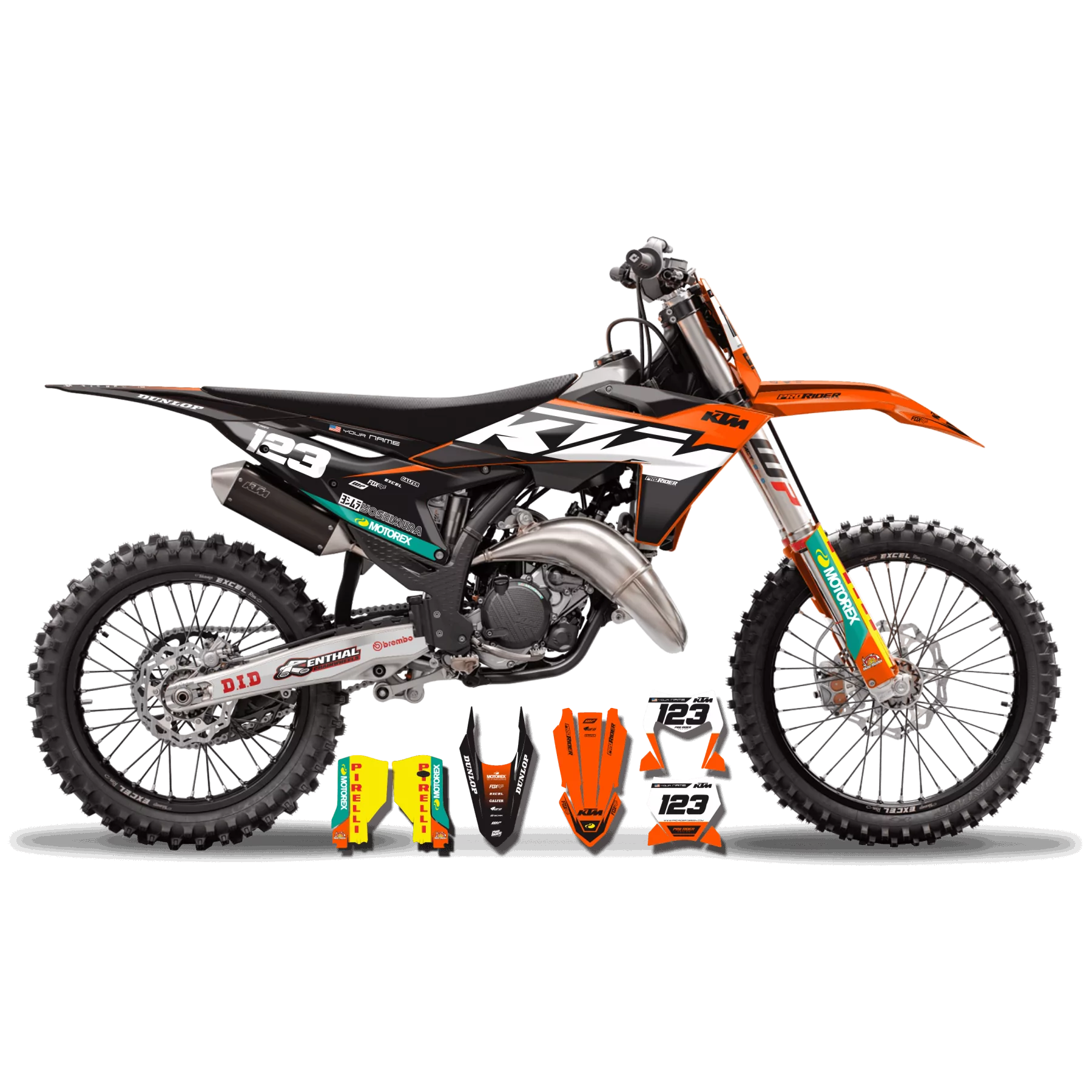 Stickerset moto Stickerset Motorcross KTM SX SXF EXC - BLACK HEADWIND