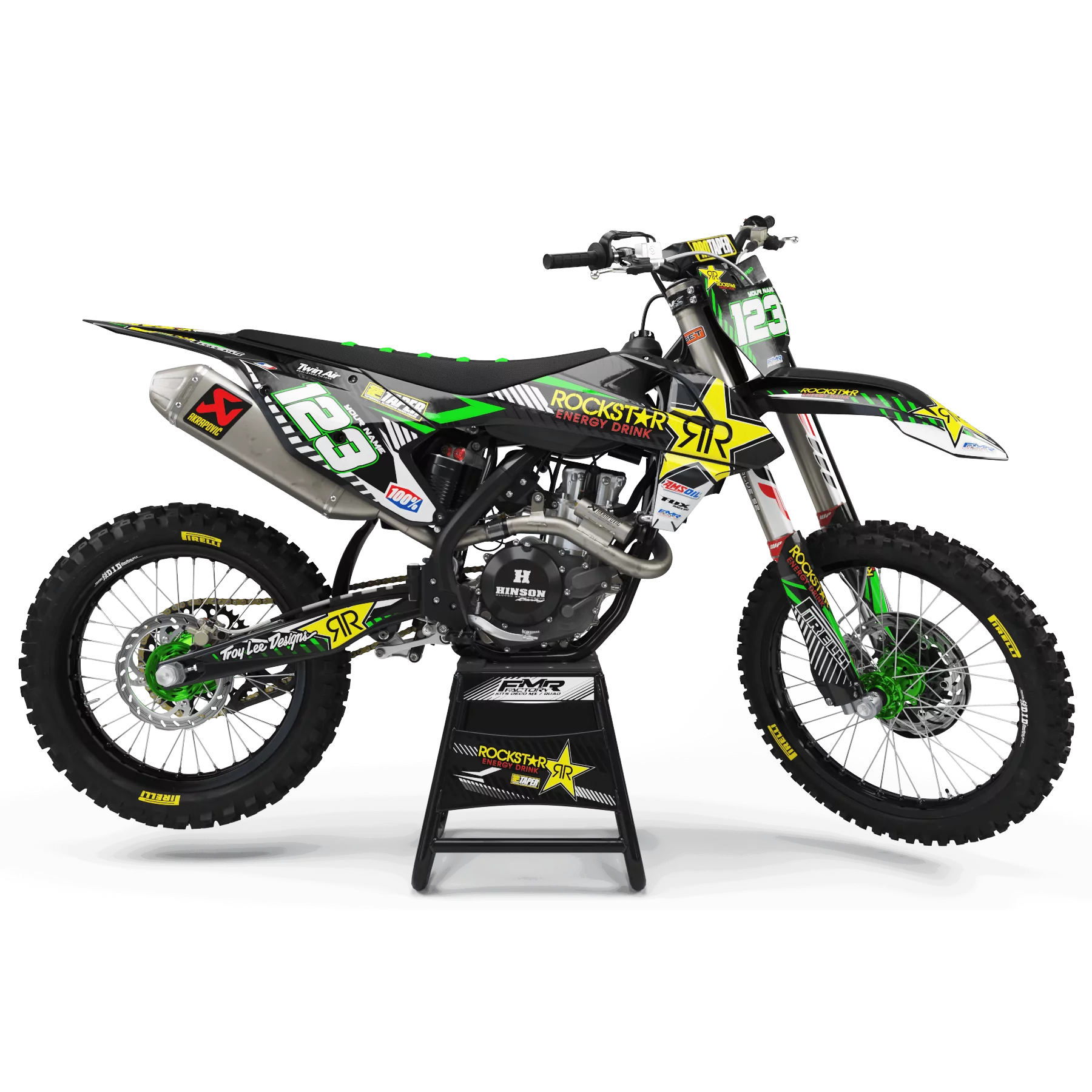 Kit adesivos moto KIT ADESIVOS MOTOCROSS PERSO ROCKSTAR Édition Limitée verde (ref:prda19b)